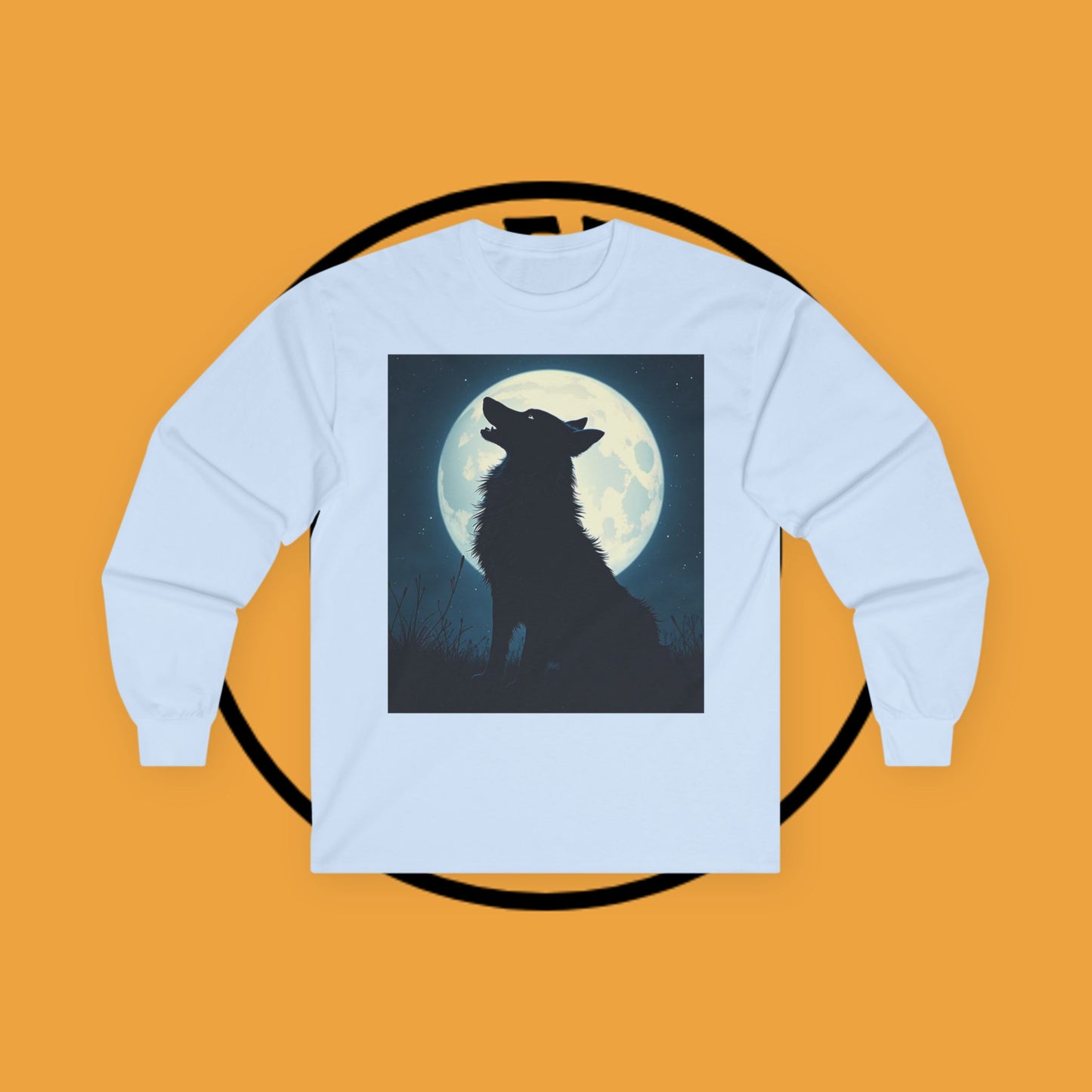 Moonlight Border Collie Long Sleeve Tee - Howling Dog Silhouette Shirt | Mystical Pet Apparel