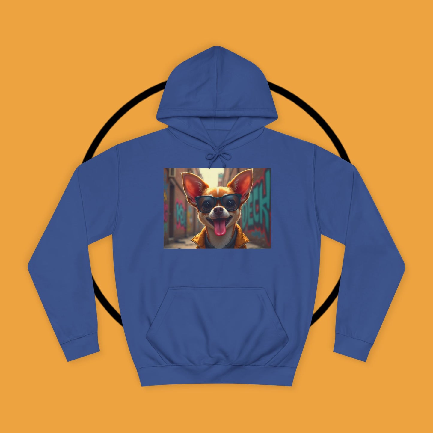 "Hip Chihuahua Sunglasses Hoodie | Cool Street Dog Art | Urban Hipster Pet Fashion | Trendy Animal Streetwear"