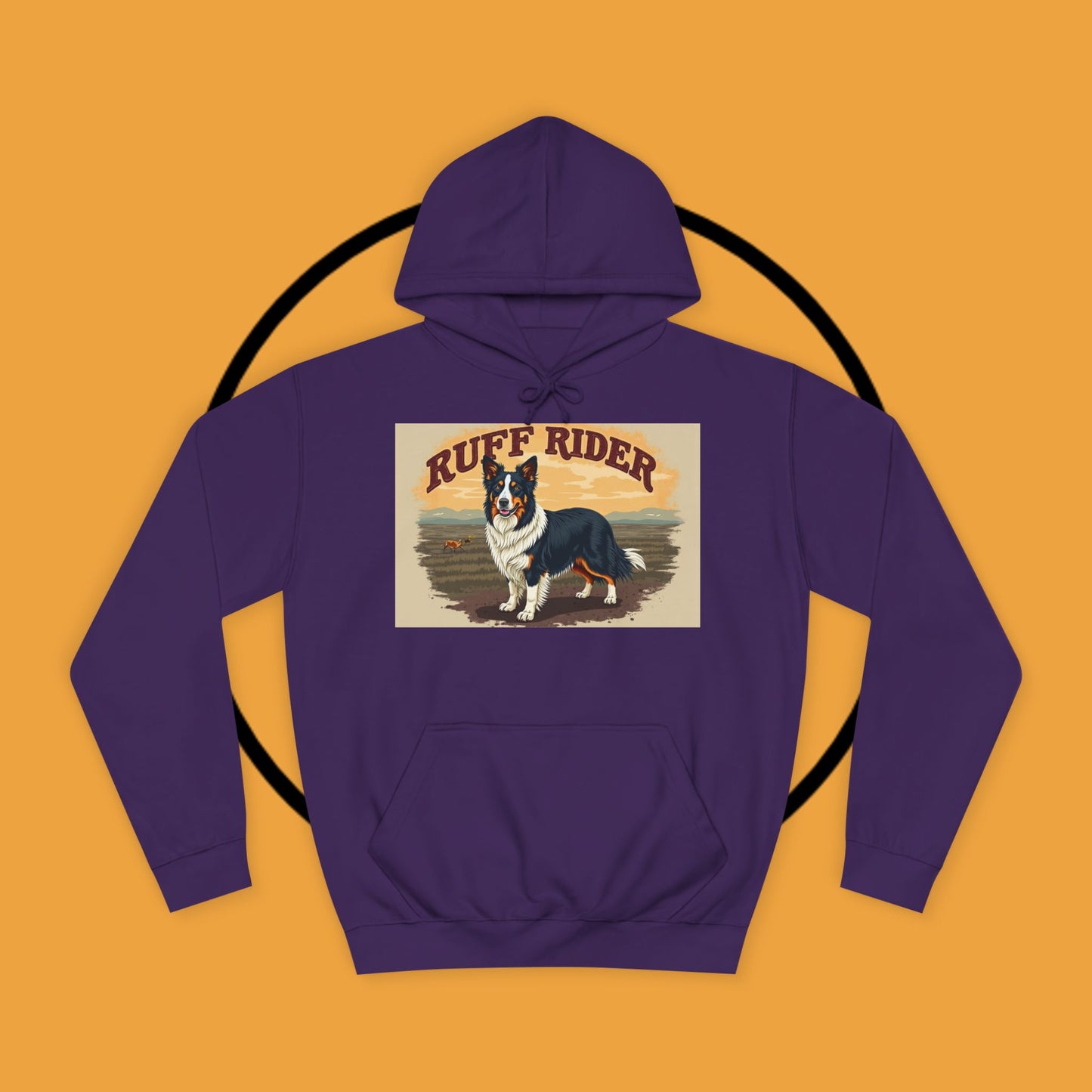 "Ruff Rider Border Collie Hoodie - Vintage Western Dog Lover Sweatshirt | Premium Quality Comfort Wear"