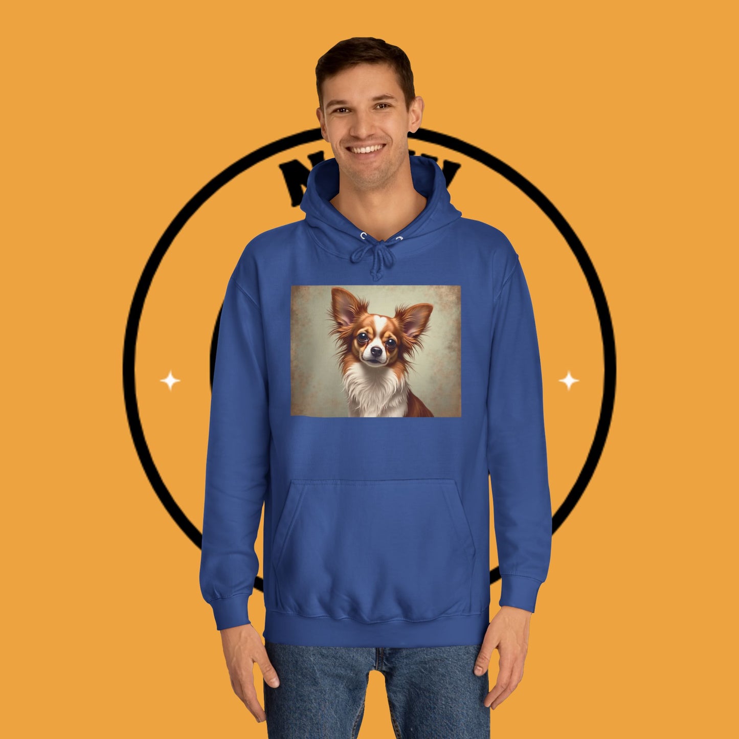 "Long Haired Chihuahua Portrait Hoodie | Elegant Pet Art | Classic Dog Painting Style | Beautiful Chihuahua Gift"