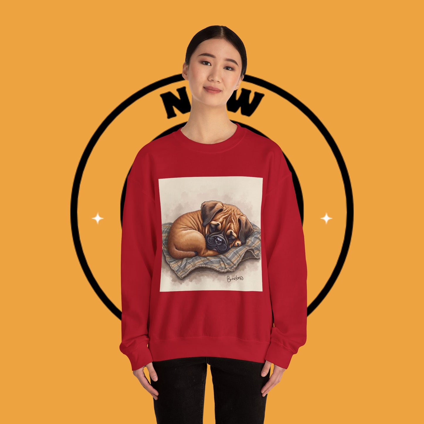 Sleeping Boxer Puppy Crewneck Sweatshirt - Cozy Dog Art Design - Comfort Wear for Pet Lovers