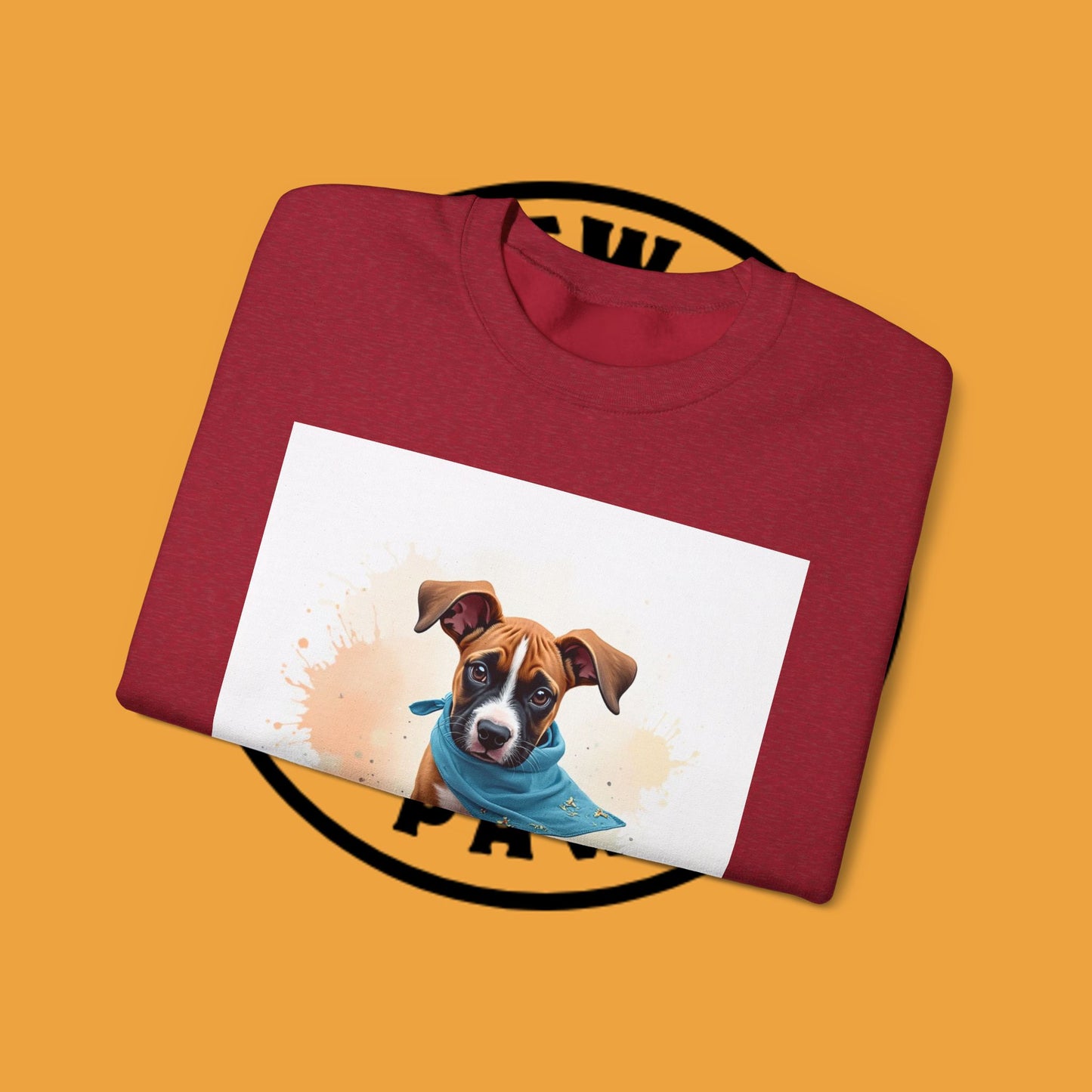 Watercolor Puppy Bandana Crewneck Sweatshirt - Artistic Dog Portrait - Unique Pet Lover Gift