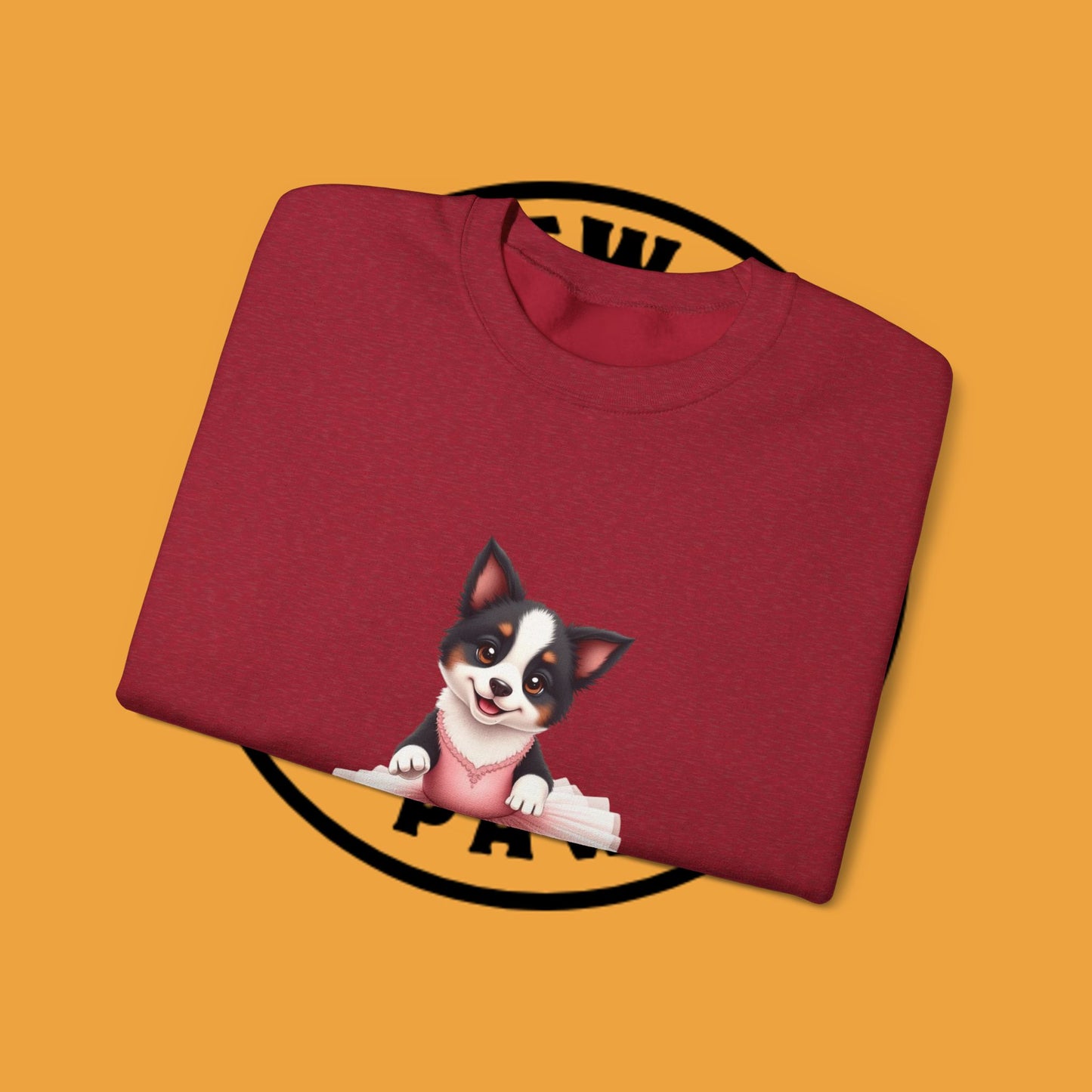 Cute Ballet Dog Crewneck Sweatshirt - Dancing Puppy in Pink Tutu Design | Kawaii Animal Lover Gift