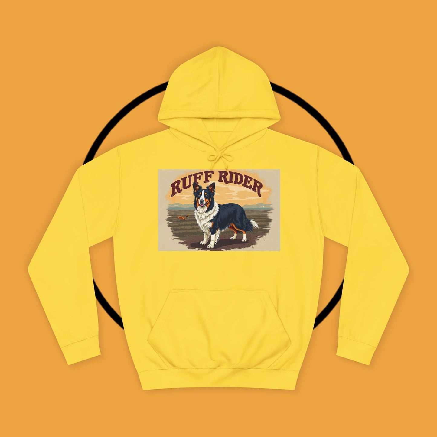 "Ruff Rider Border Collie Hoodie - Vintage Western Dog Lover Sweatshirt | Premium Quality Comfort Wear"