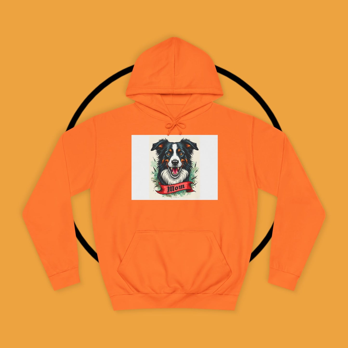 "Border Collie Mom Tattoo Style Hoodie - Vintage Dog Mother Banner Design Sweatshirt | Bold Statement Wear"