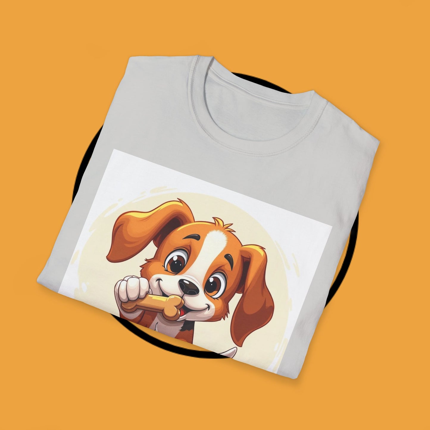 Happy Beagle Puppy with Bone T-Shirt - Cute Cartoon Dog Graphic Tee for Pet Lovers