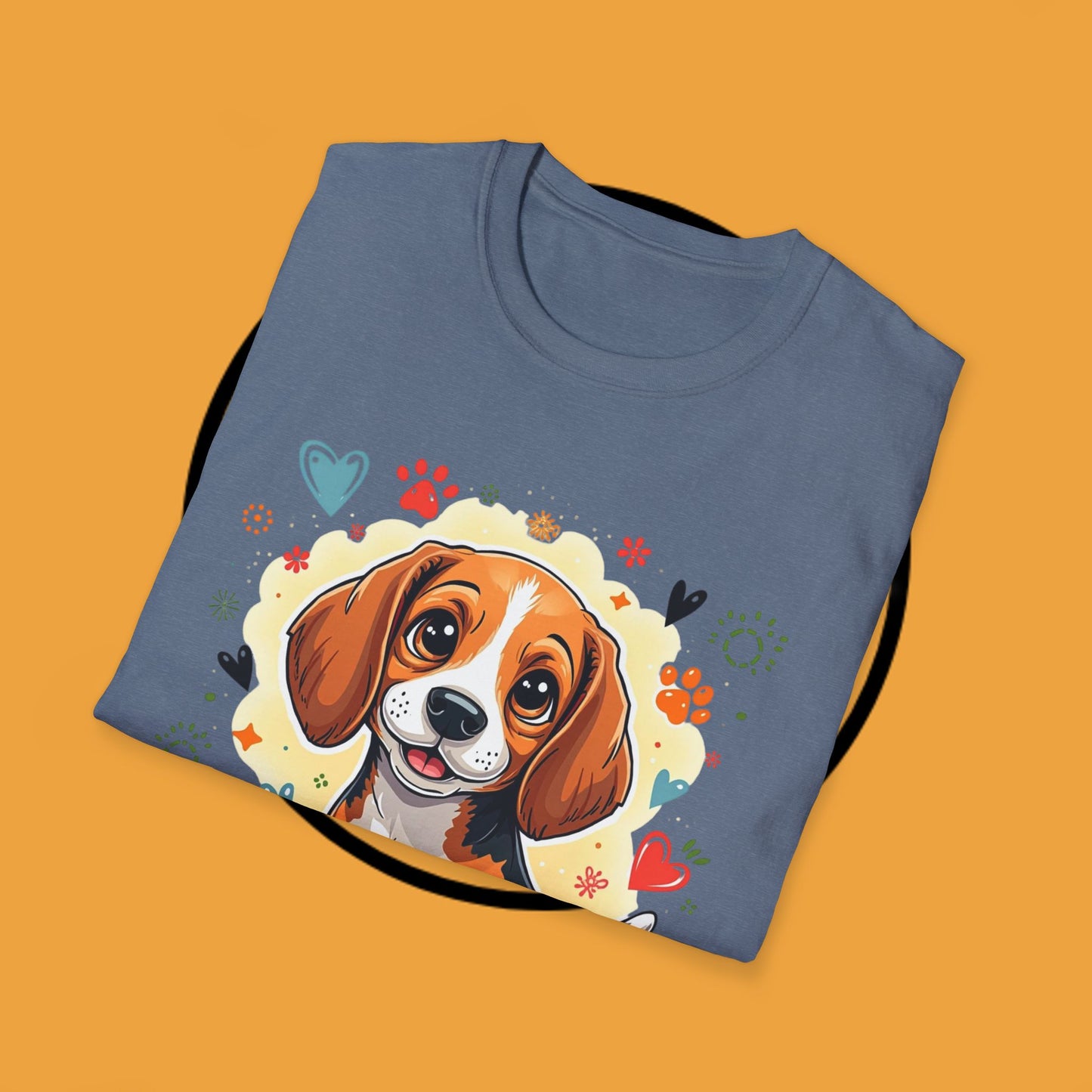 Adorable Beagle Puppy with Hearts & Paws T-Shirt - Cute Dog Love Design Graphic Tee