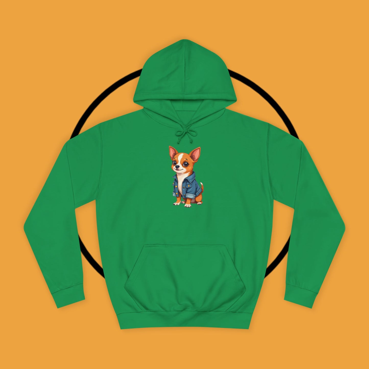 "Adorable Chihuahua in Denim Jacket Hoodie | Cute Dog Lover Gift | Premium Pet Fashion Streetwear"