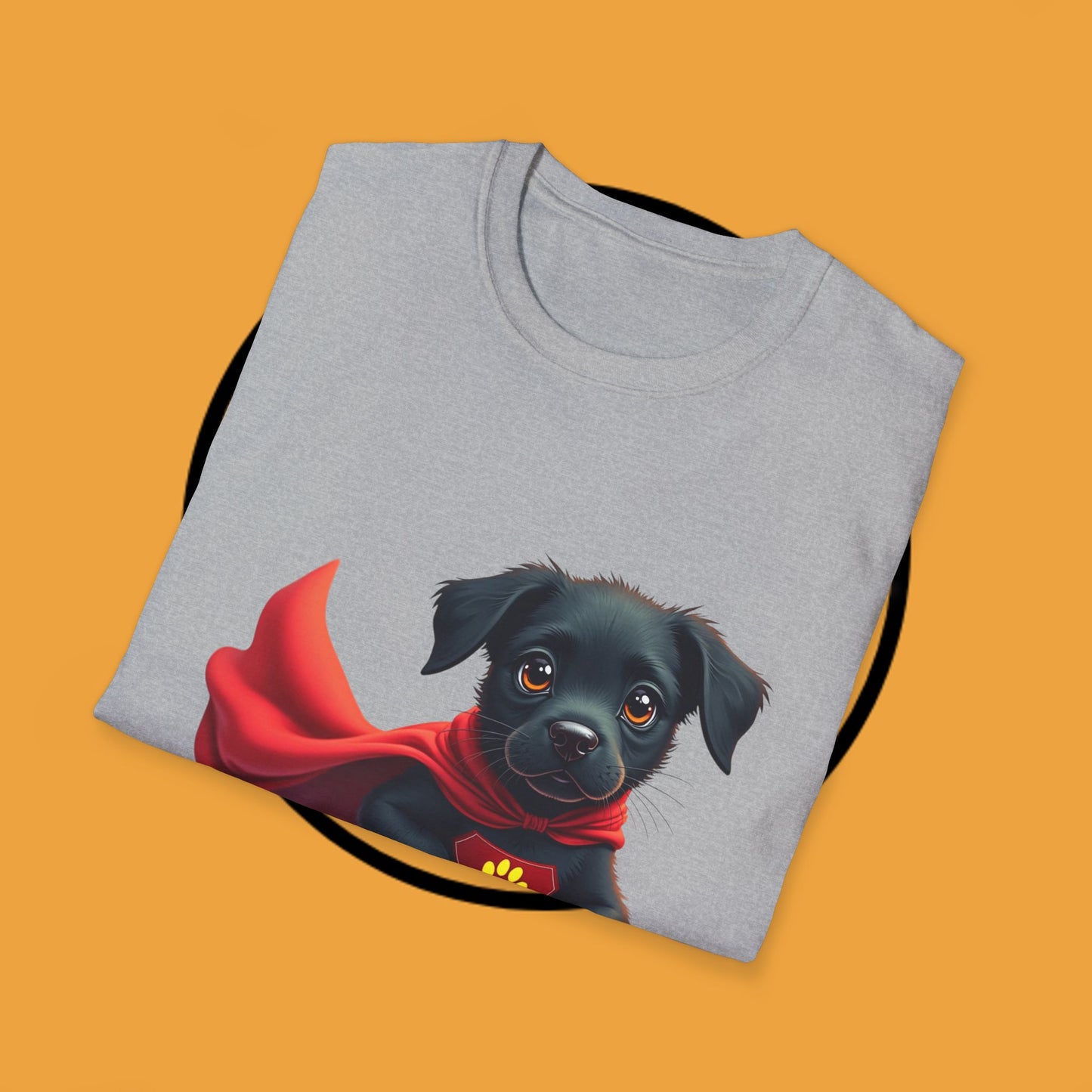 Superhero Retriever Puppy - Dog - Unisex T-Shirt Design Tiny Hero 🦸♂️ | Adorable Black Puppy Superhero T-Shirt for Canine Crusaders