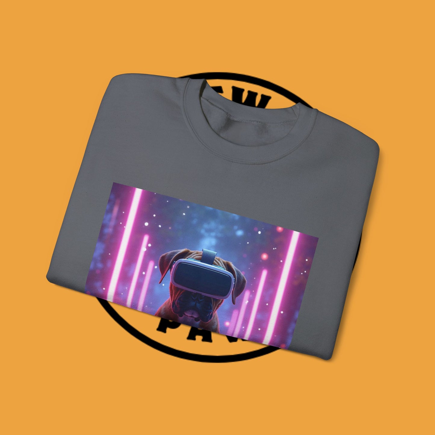 VR Gaming Boxer Dog Crewneck Sweatshirt | Funny Gamer Gift | Virtual Reality Puppy Design
