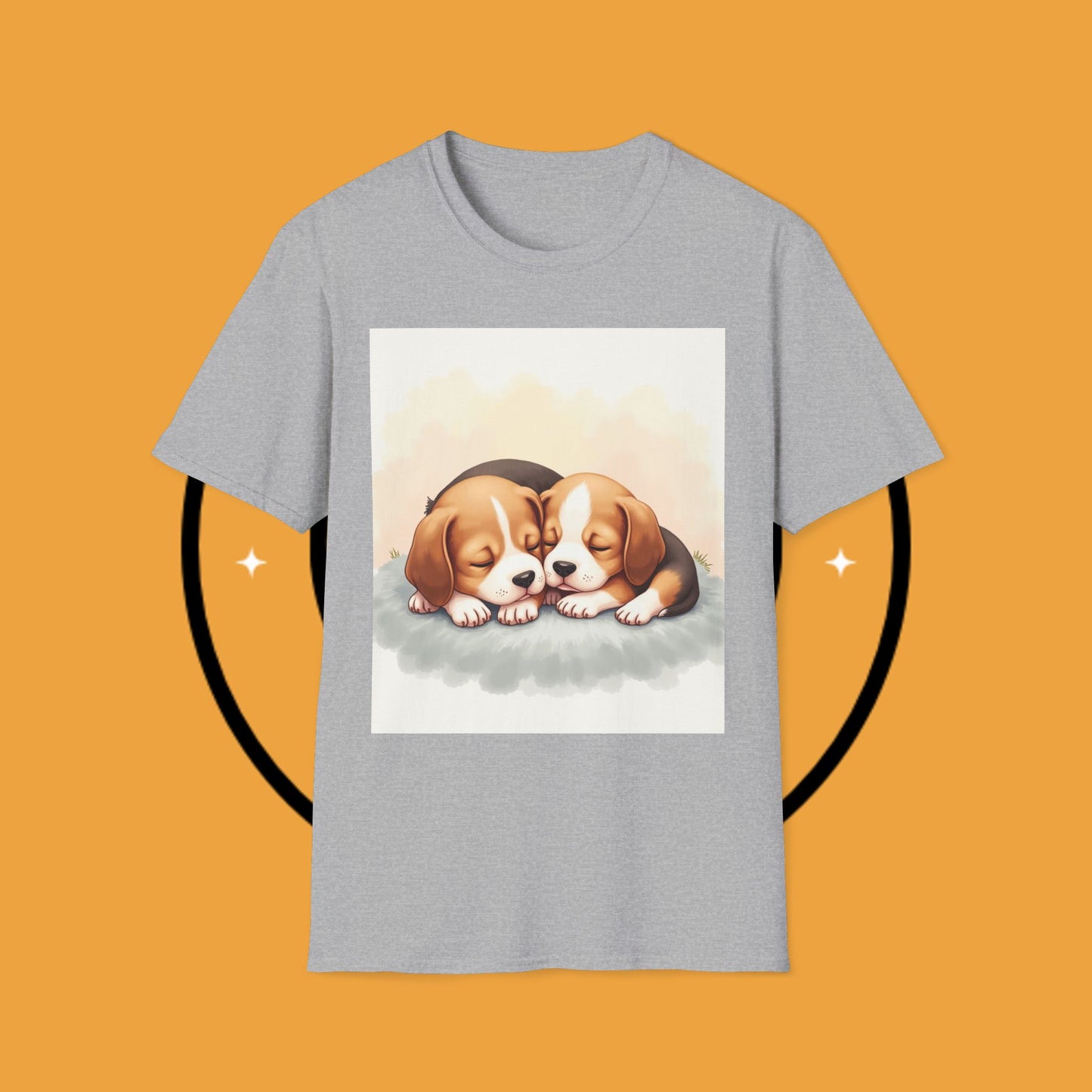 Beagle Twin Puppies Cuddling T-Shirt - Adorable Sleeping Puppies Design | Perfect Gift for Dog Lovers & Siblings