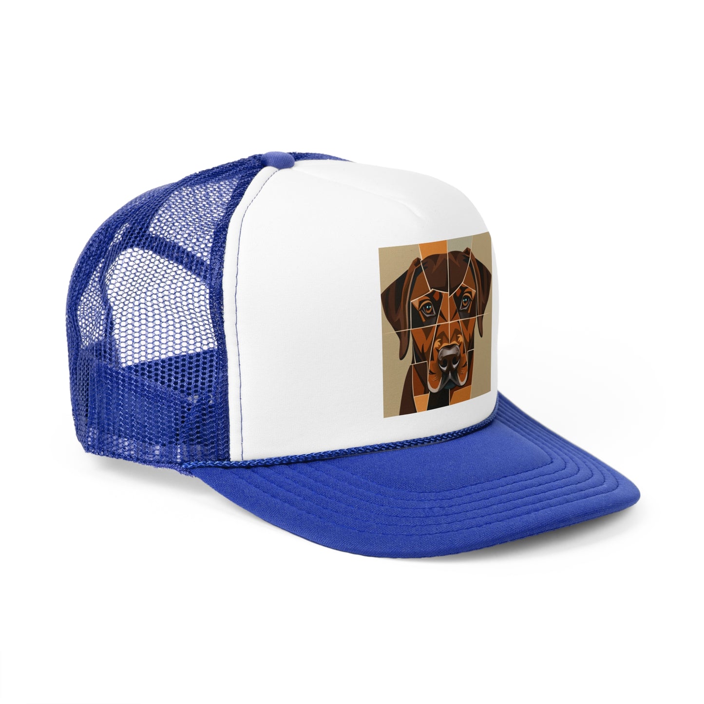 Geometric Dog Trucker Cap - Modern Low Poly Art Design - Unisex Minimalist Cap