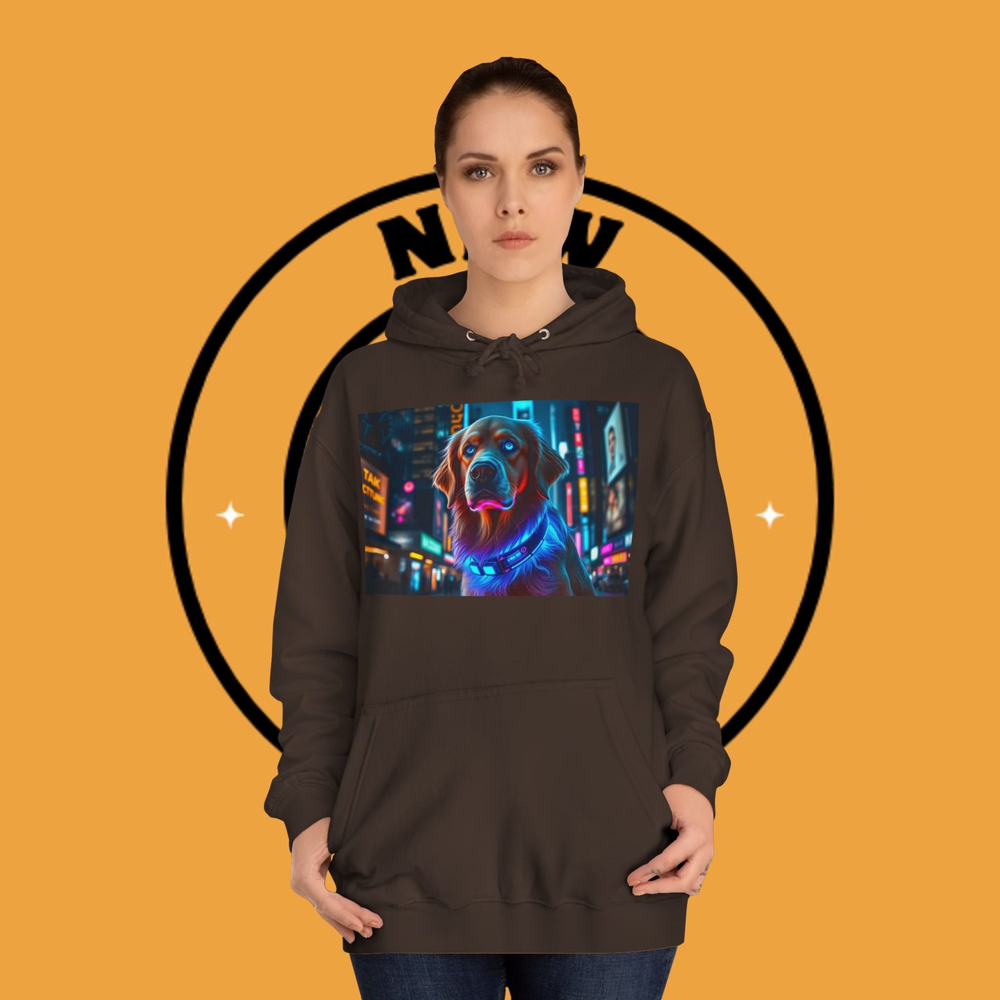 Neon City Lights – Futuristic Urban Dog Hoodie - Unisex Hoodies