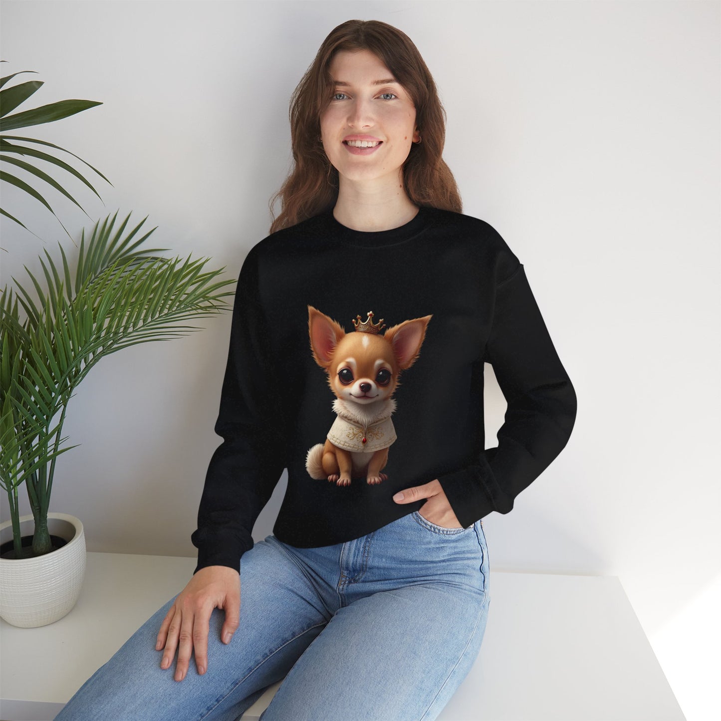 Royal Chihuahua Princess Sweatshirt | Crown Dog Design | Majestic Pet Lover Gift