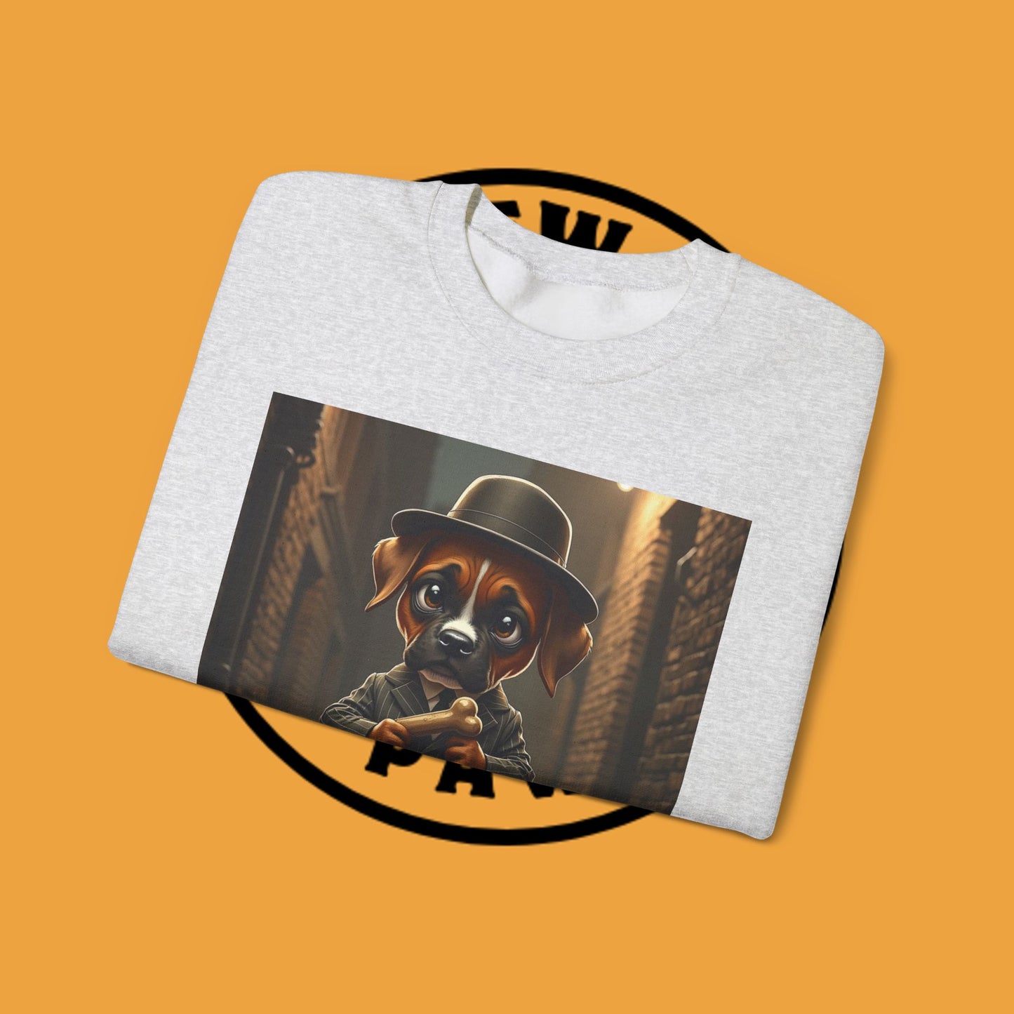 Gangster Puppy Fedora Crewneck Sweatshirt - Vintage Dog Boss Design - Retro Pet Lover Style