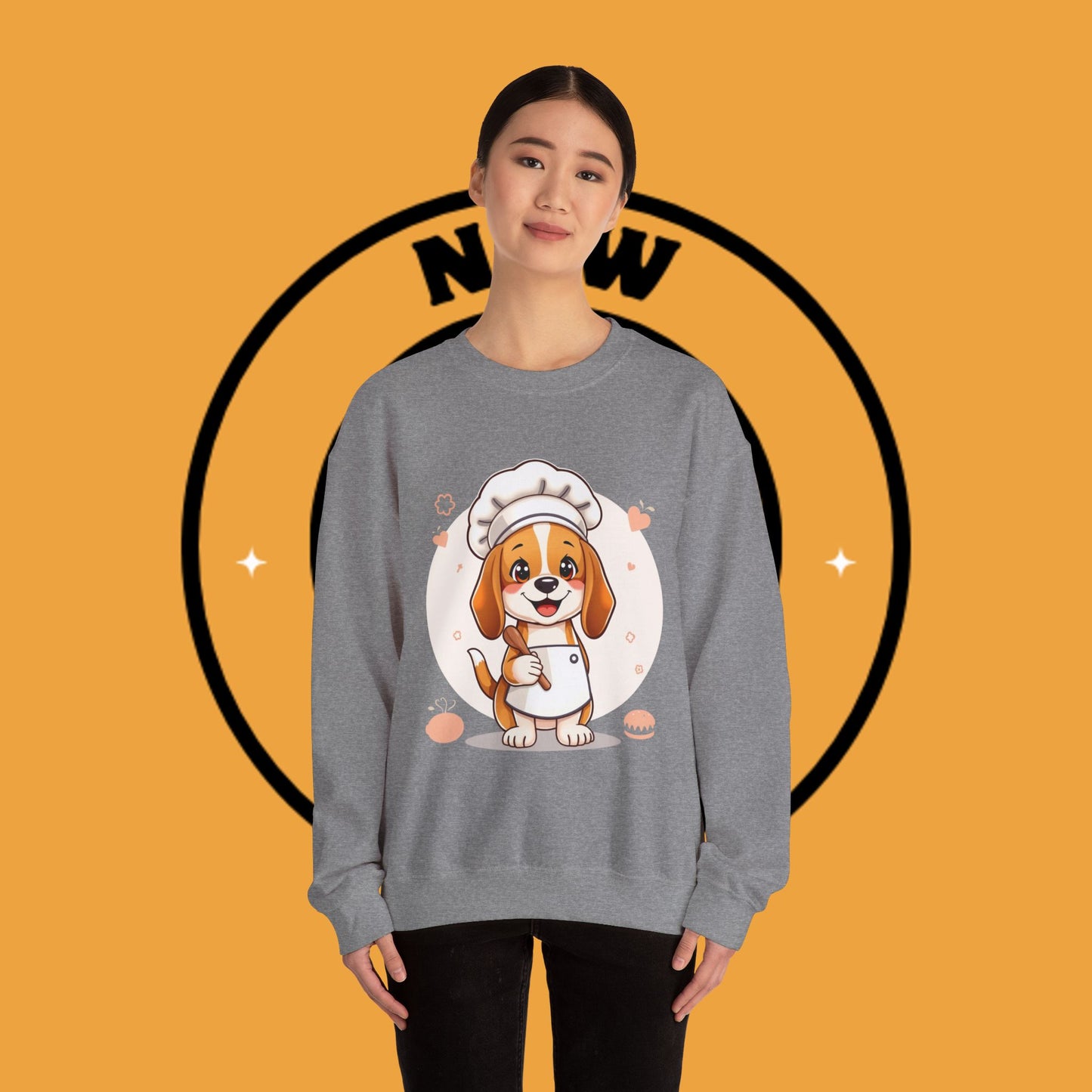 Chef Dog Crewneck Sweatshirt - Kawaii Beagle Design with Chef Hat