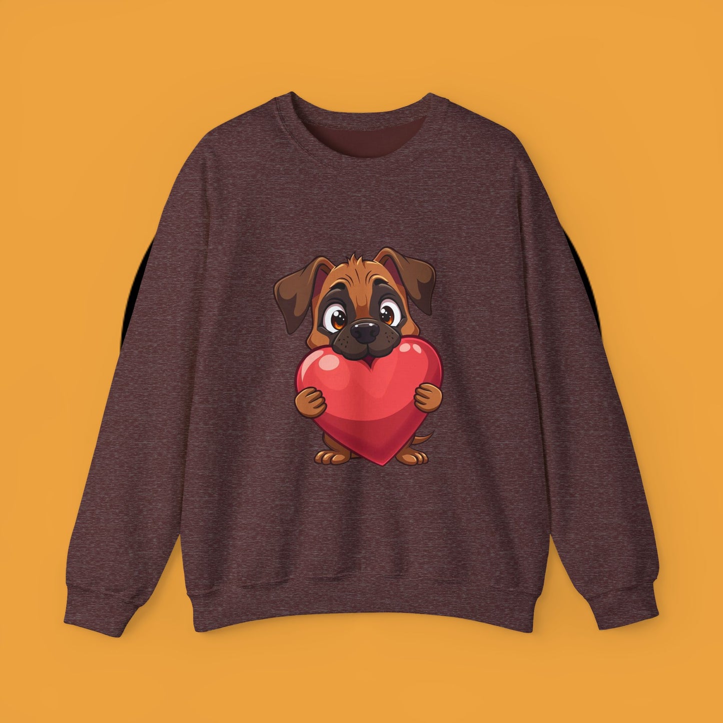 Adorable Puppy Love Heart Crewneck Sweatshirt - Perfect Gift for Dog Lovers