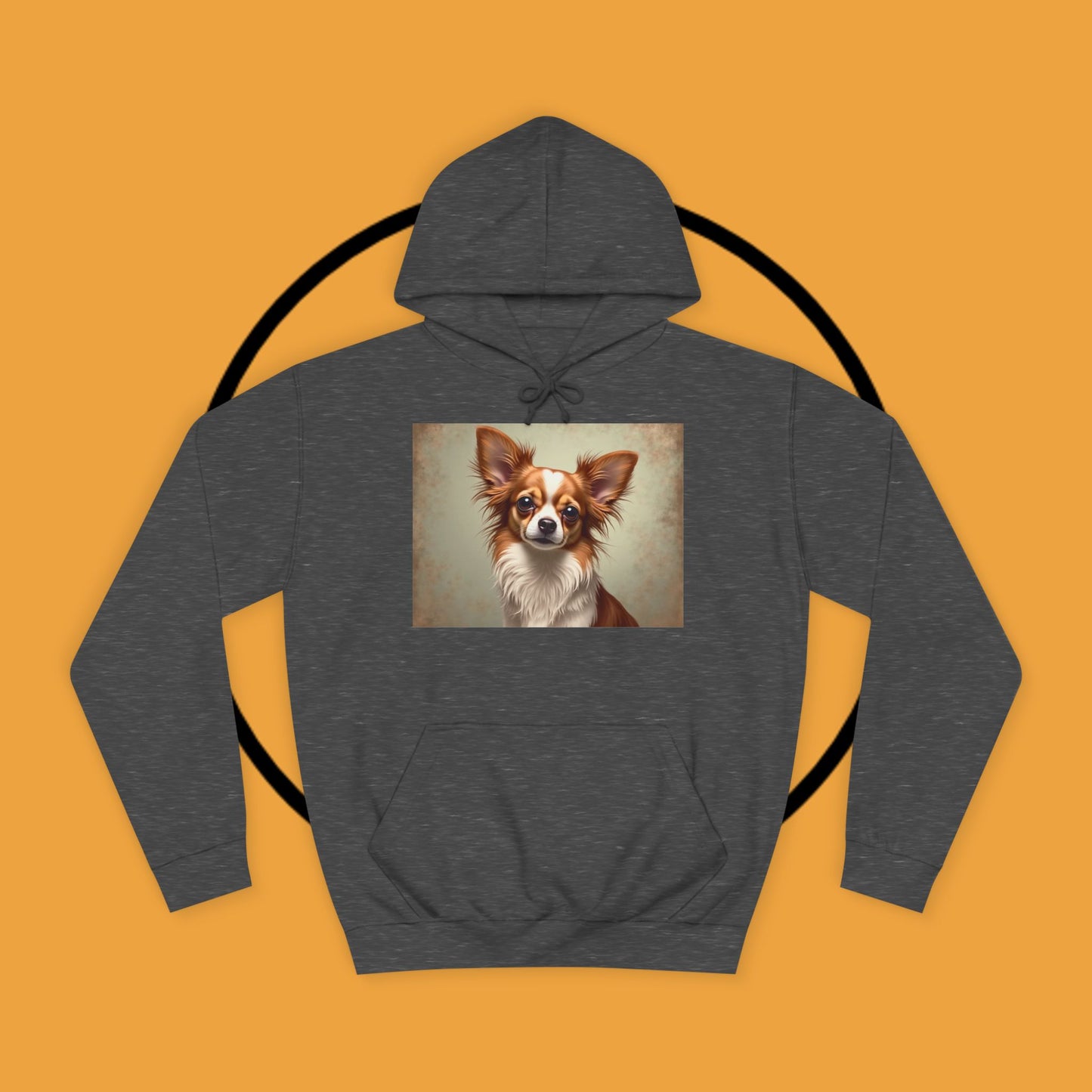"Long Haired Chihuahua Portrait Hoodie | Elegant Pet Art | Classic Dog Painting Style | Beautiful Chihuahua Gift"