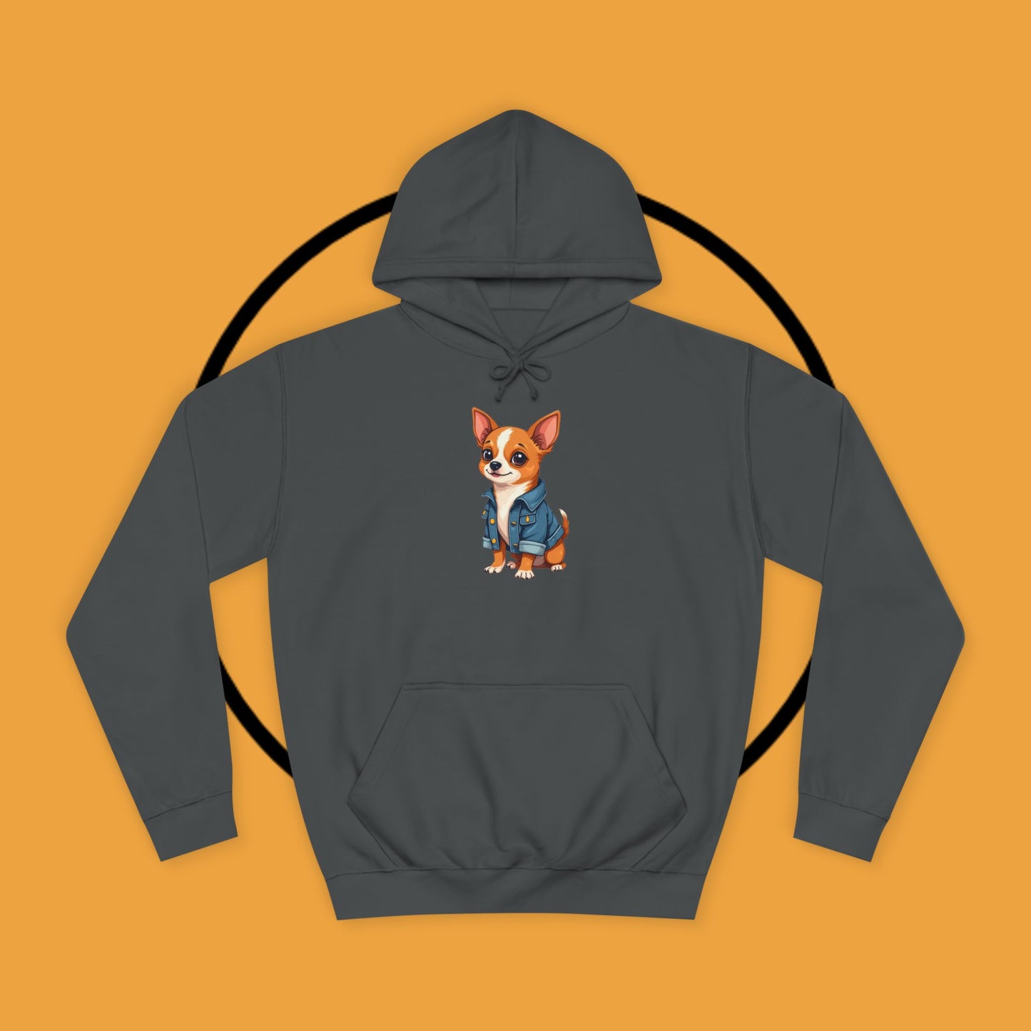"Adorable Chihuahua in Denim Jacket Hoodie | Cute Dog Lover Gift | Premium Pet Fashion Streetwear"