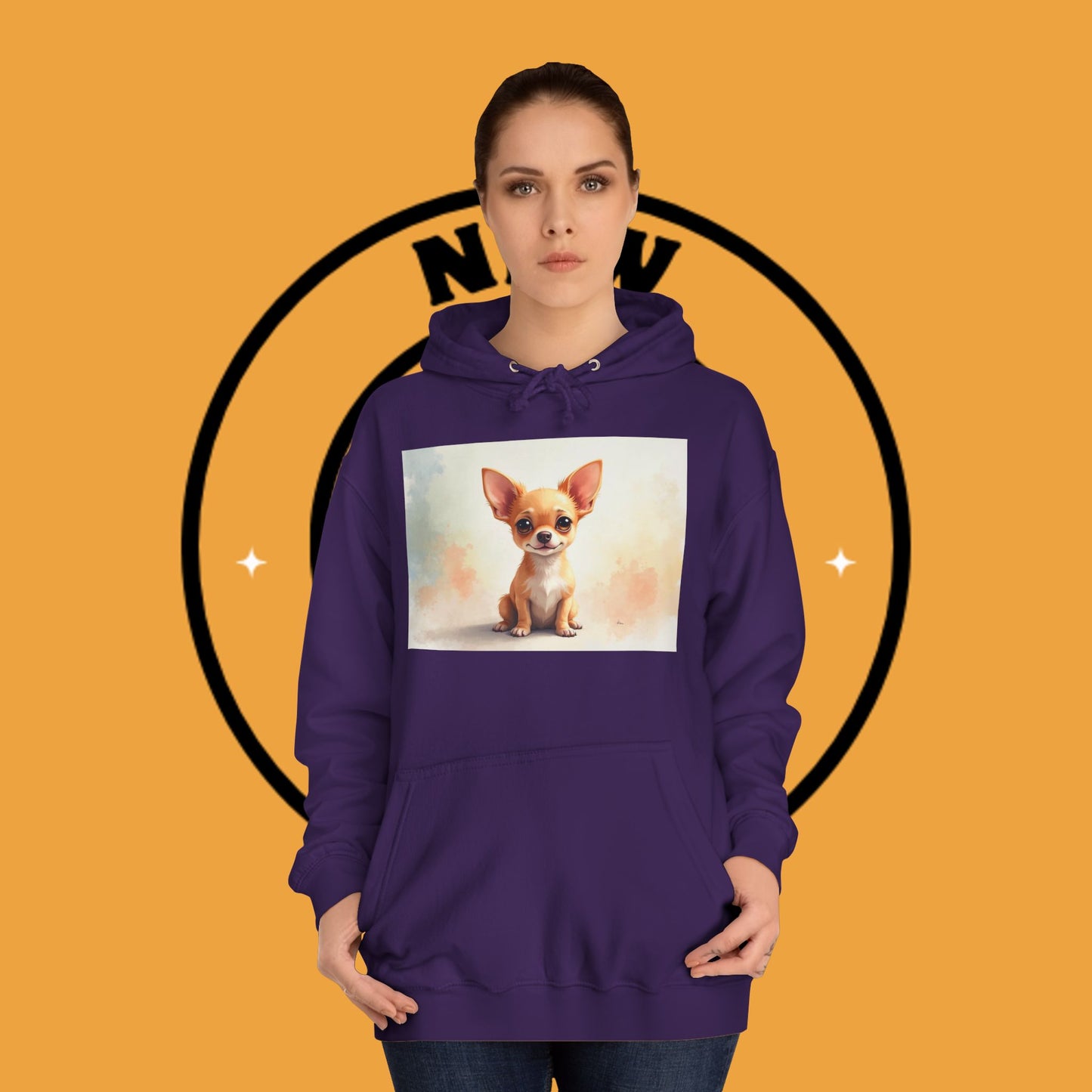 Watercolor Chihuahua Puppy Hoodie - Artistic Dog Portrait Sweatshirt