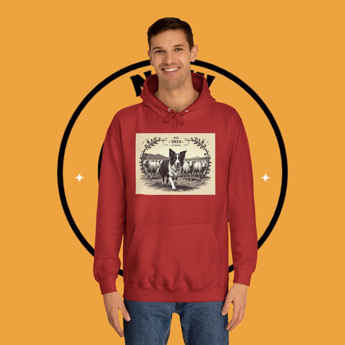 "Border Collie Sheep Herding Hoodie - Vintage Farm Life Est. 2024 Sweatshirt | Premium Pastoral Dog Design"