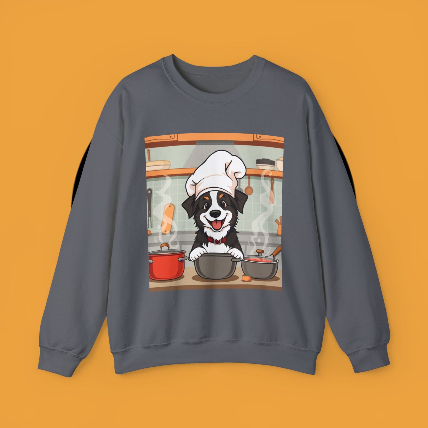 Chef Dog Crewneck Sweatshirt - Cute Puppy Cook with Chef Hat Kitchen Design | Culinary Lover Gift