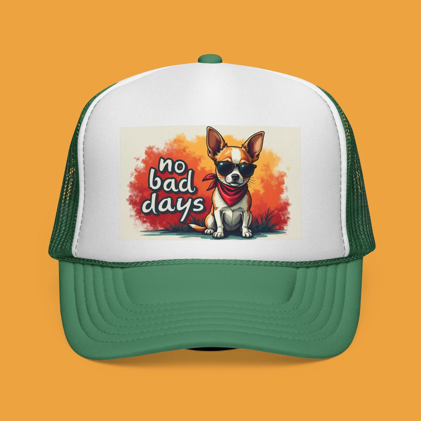 No Bad Days Chihuahua Trucker Hat - Cool Dog Sunglasses Cap | Positive Vibes Mesh Baseball Hat for Dog Lovers