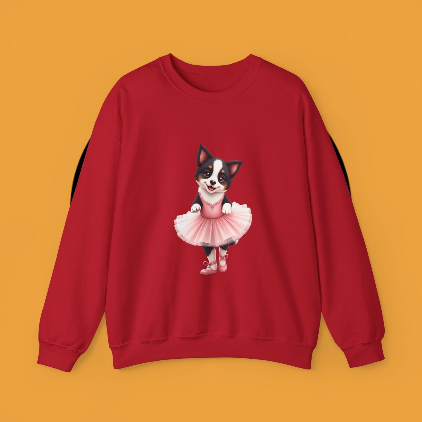Cute Ballet Dog Crewneck Sweatshirt - Dancing Puppy in Pink Tutu Design | Kawaii Animal Lover Gift