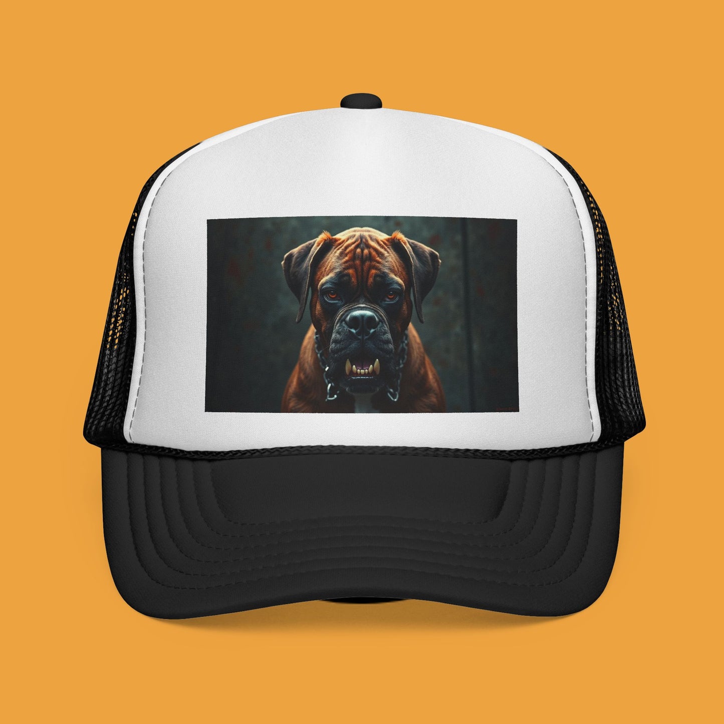 "Alpha Boxer Dog Trucker Cap - Fierce Guardian Design | Realistic Portrait Snapback Hat | Protective Breed Baseball Cap"