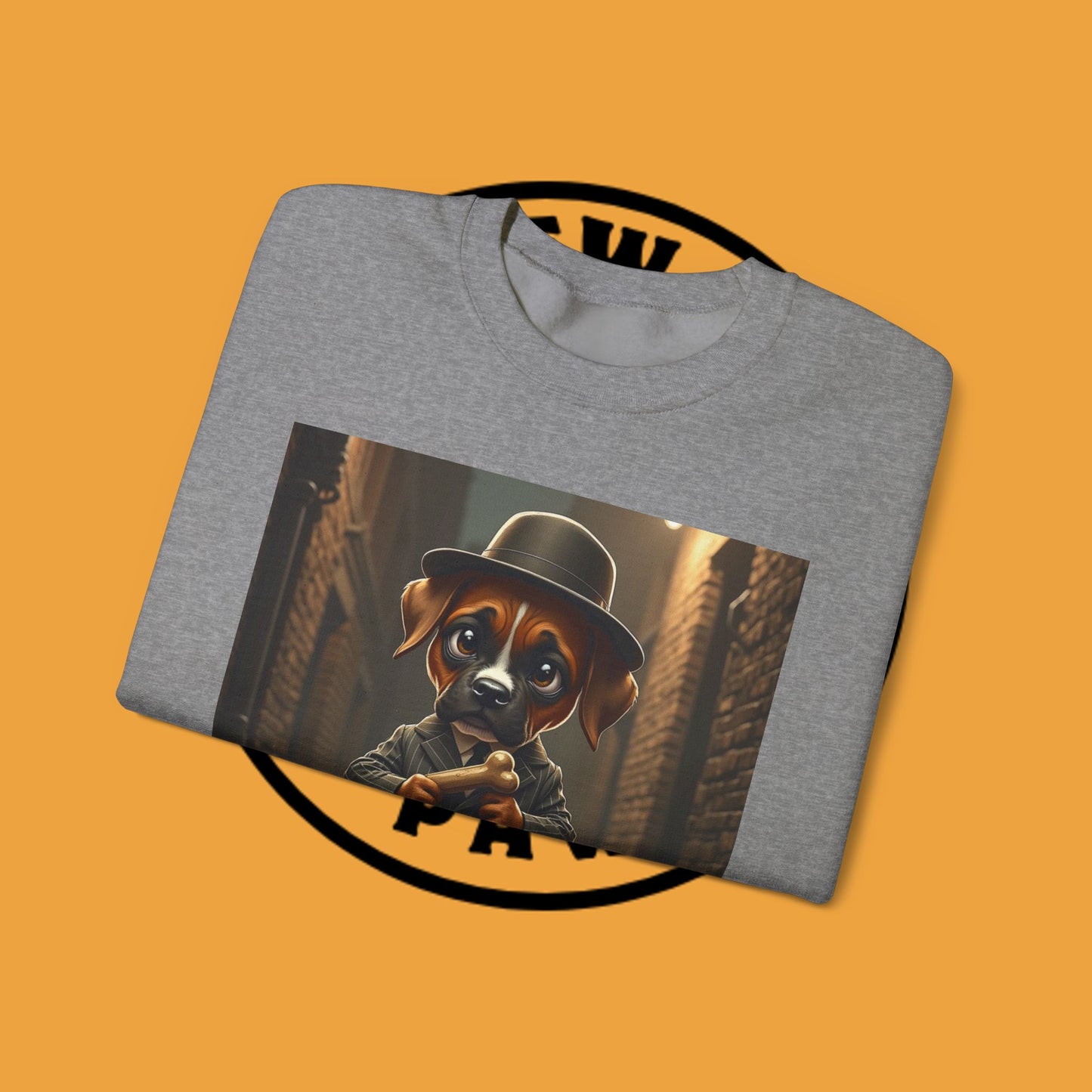 Gangster Puppy Fedora Crewneck Sweatshirt - Vintage Dog Boss Design - Retro Pet Lover Style