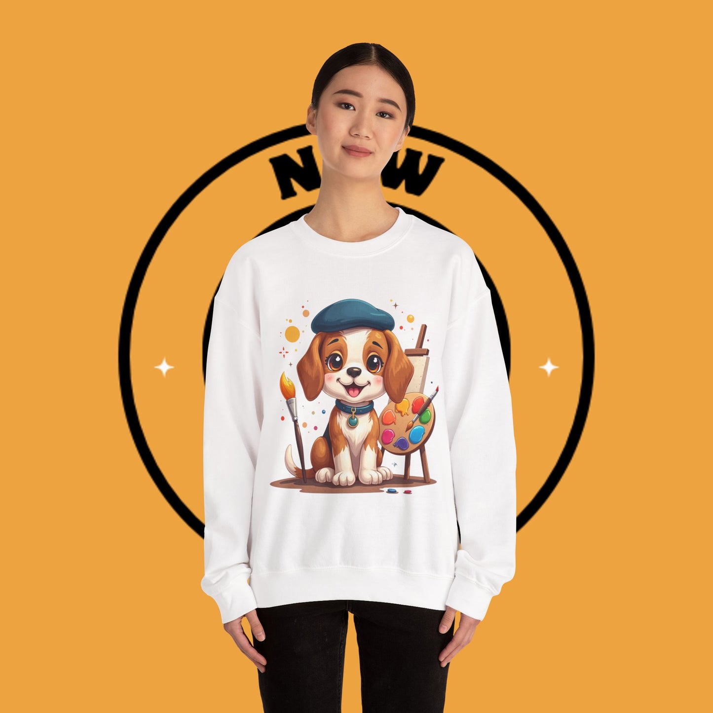 Dog Lover Crewneck Sweatshirt - Beagle Artista π¨ ARTIST BEAGLE SWEATSHIRT - UNLEASH YOUR CREATIVITY! π¨