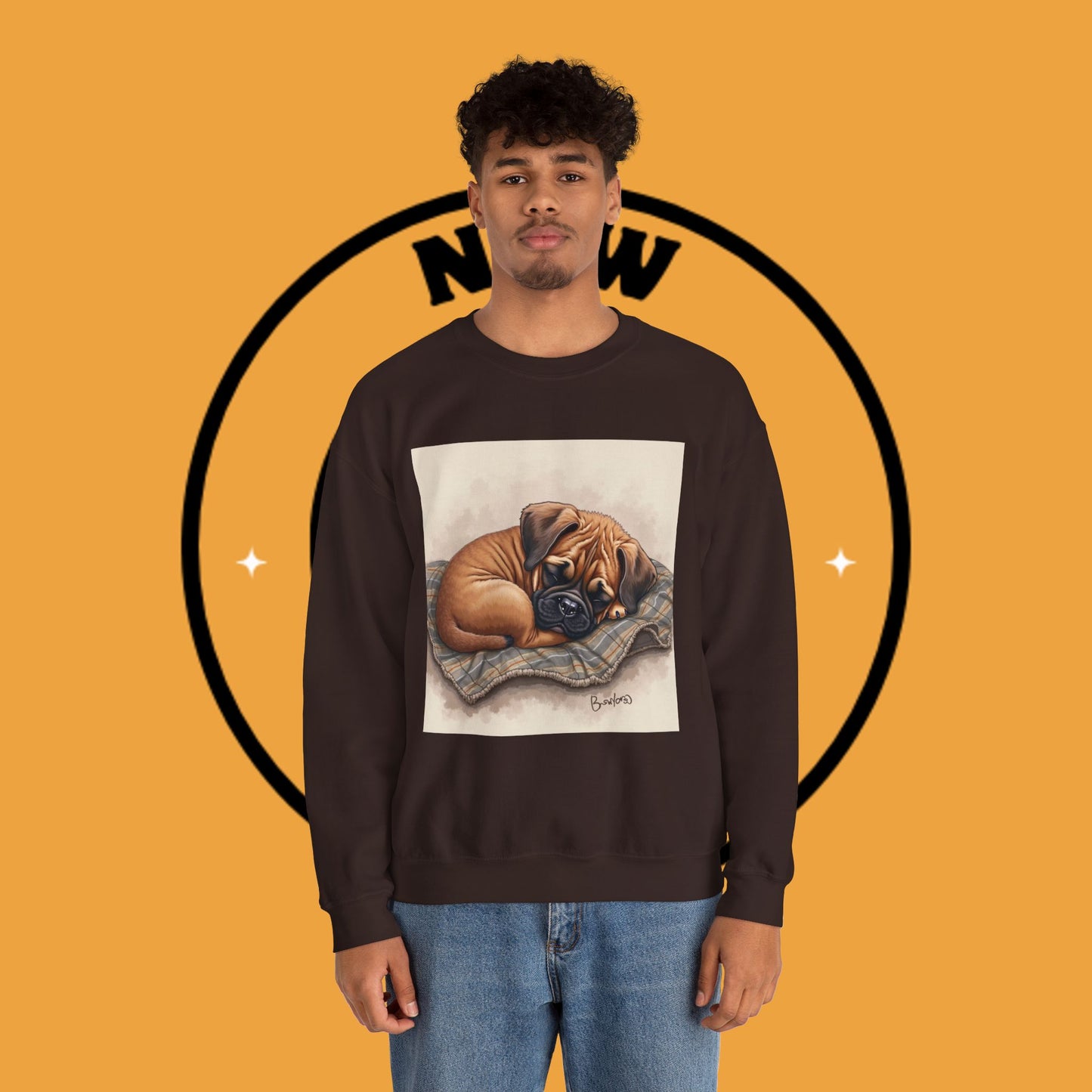 Sleeping Boxer Puppy Crewneck Sweatshirt - Cozy Dog Art Design - Comfort Wear for Pet Lovers