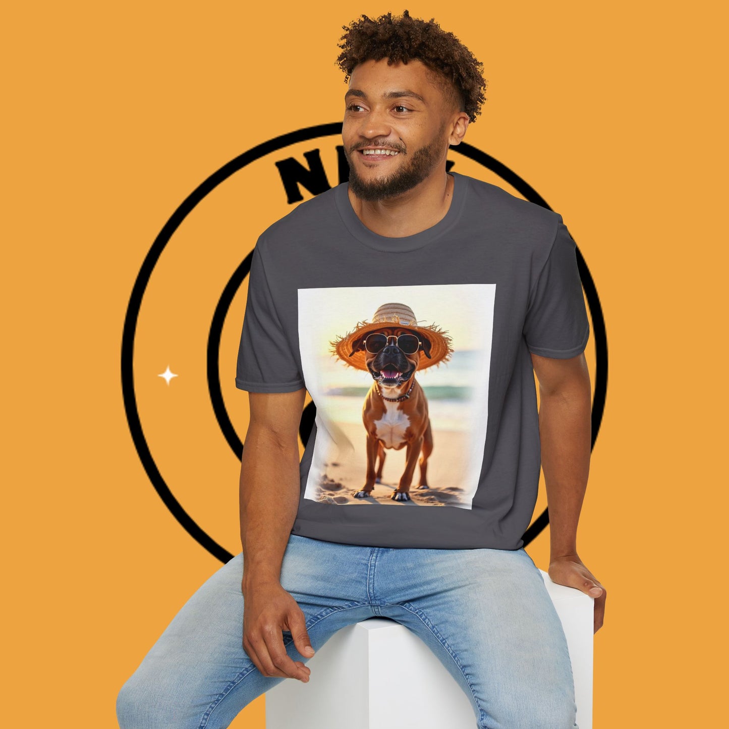 "Vacation Boxer Beach Vibes" Premium Summer T-Shirt / Beach Boxer Dog T-Shirt - Vacation Vibes Summer Pup Tee