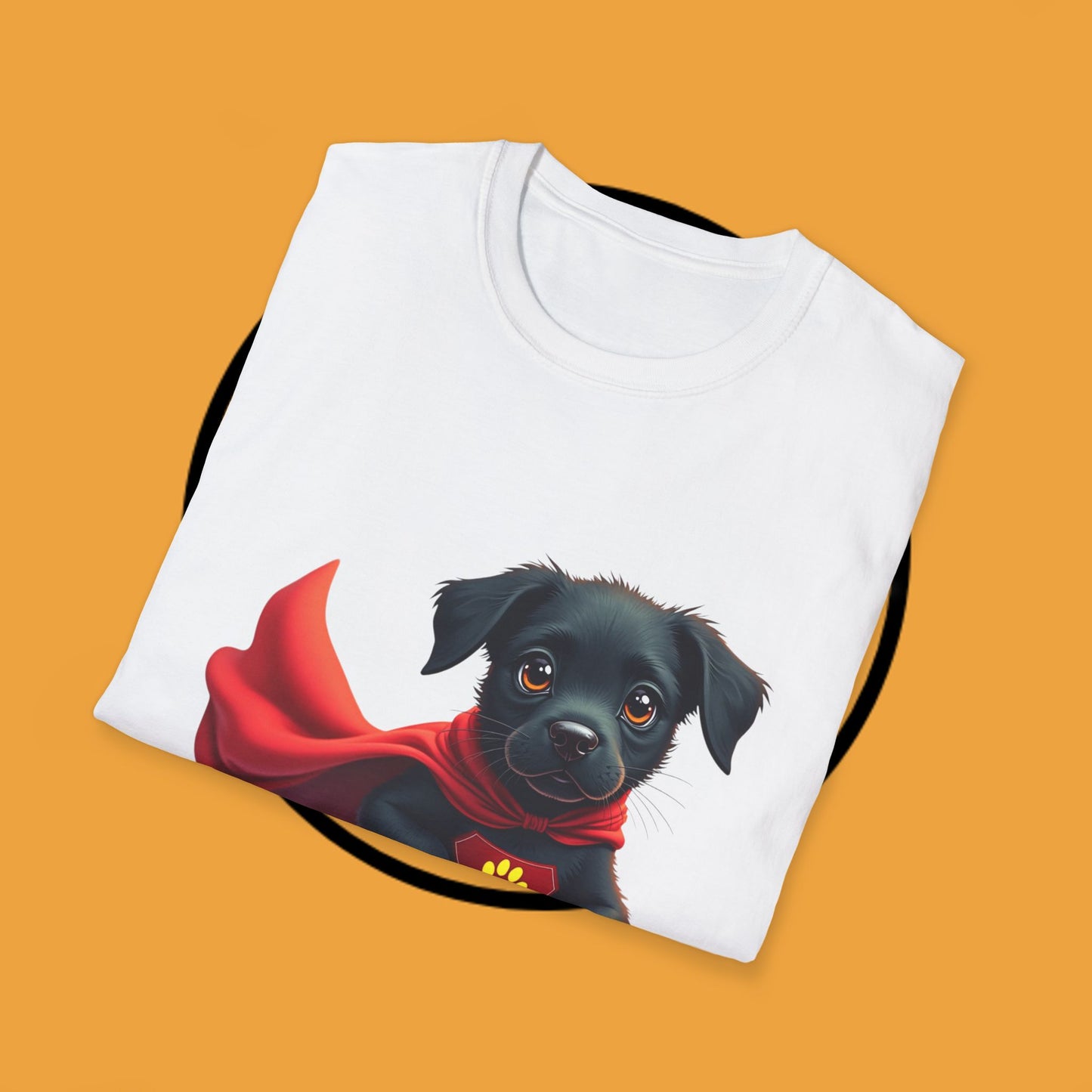 Superhero Retriever Puppy - Dog - Unisex T-Shirt Design Tiny Hero 🦸♂️ | Adorable Black Puppy Superhero T-Shirt for Canine Crusaders