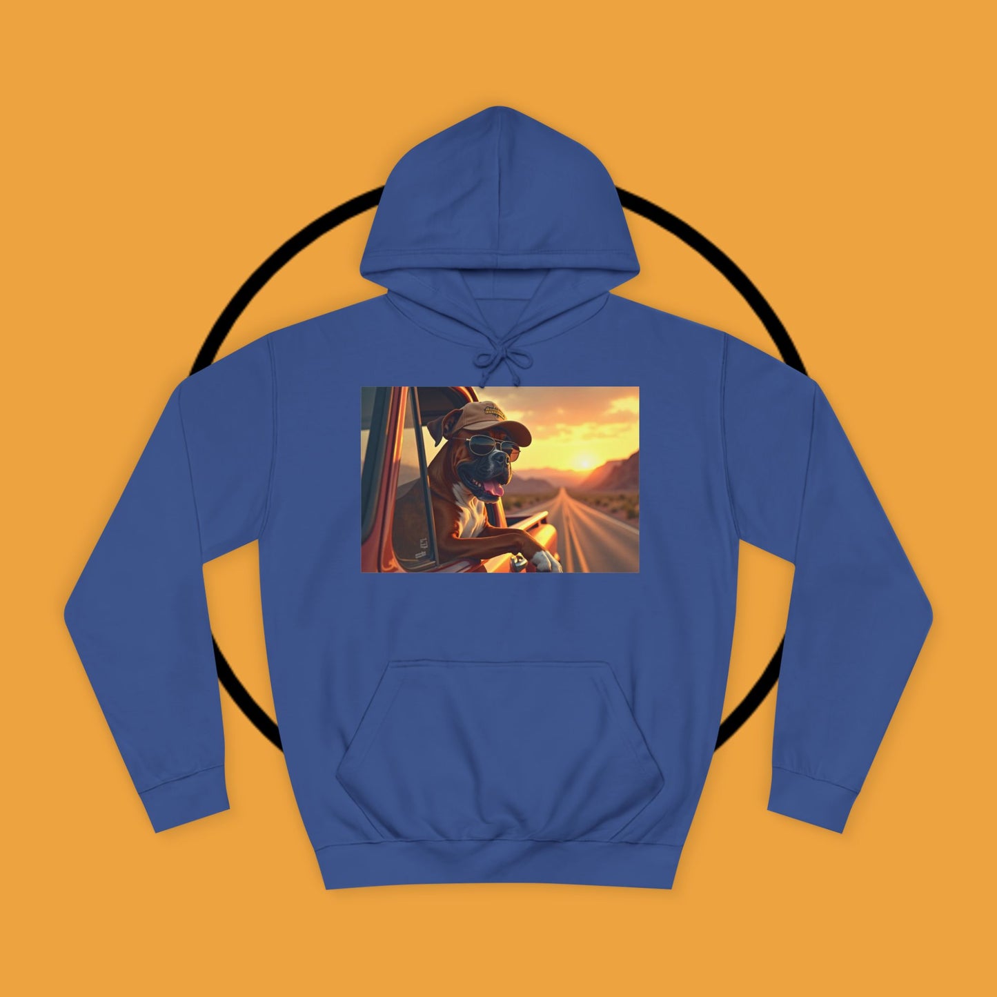 Cool Road Trip Boxer Dog Hoodie - Vintage Sunset Adventure Apparel | Travel Lover Gift