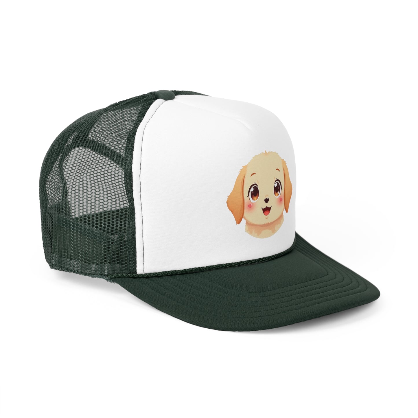 Kawaii Golden Puppy Trucker Cap - Super Cute Chibi Anime Design - Unisex Cute Cap