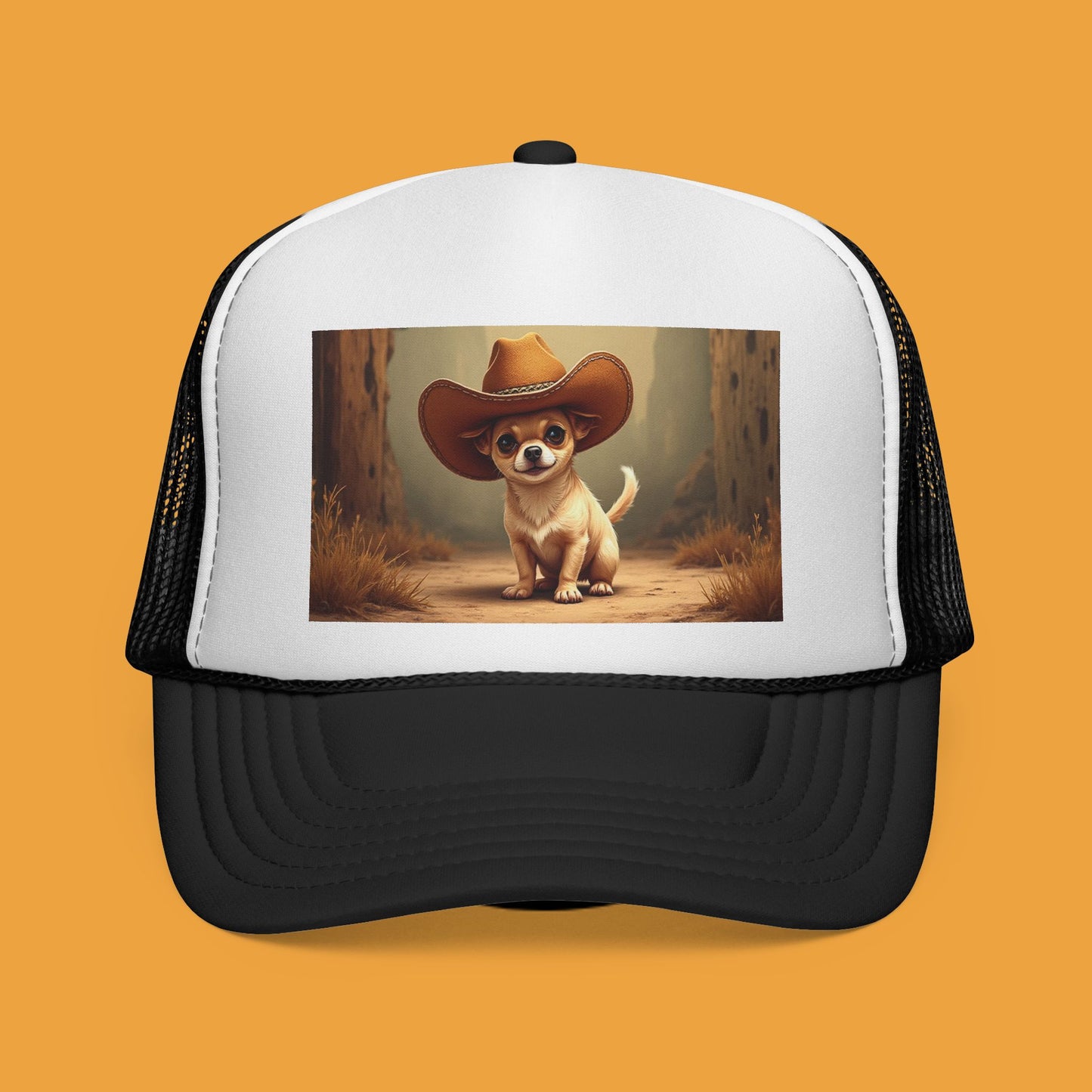 Cowboy Chihuahua Trucker Hat - Western Style Mesh Cap | Funny Dog Lover Gift with Adjustable Snapback