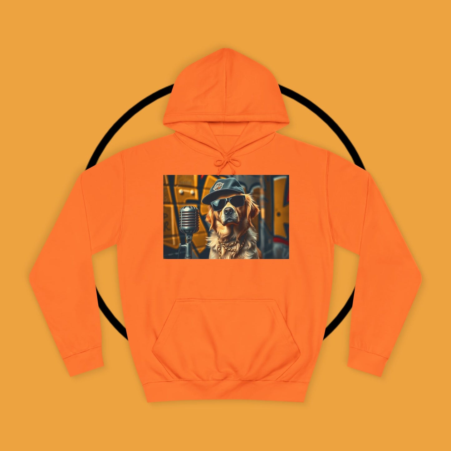 Hip Hop Hound - Cool Dog Rapper with Microphone - Rapper Dog Hoodie: Street Style Icon with Retro Vibes - Unisex Hoodie