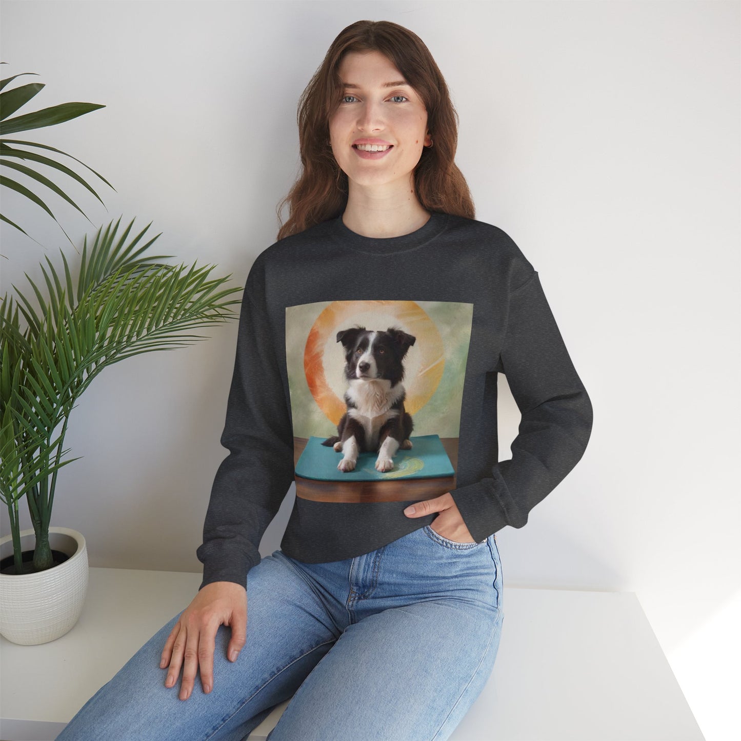 Zen Border Collie Yoga Dog Crewneck Sweatshirt - Meditation Pet Lover Gift | Spiritual Animal Art