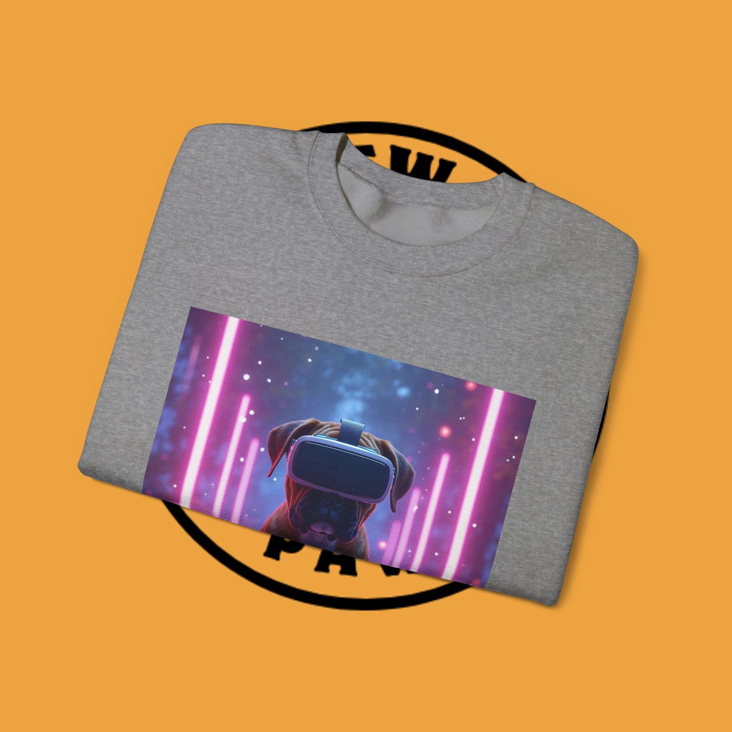 VR Gaming Boxer Dog Crewneck Sweatshirt | Funny Gamer Gift | Virtual Reality Puppy Design