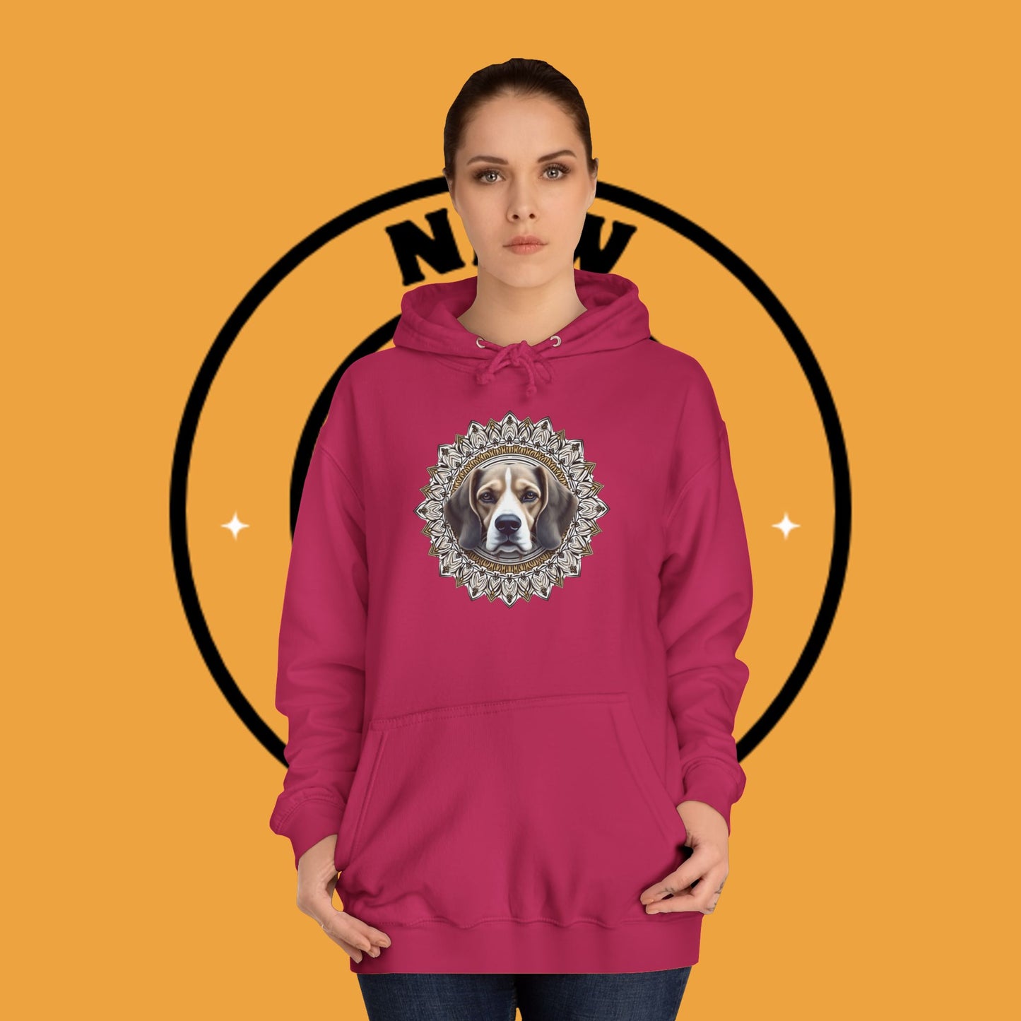 🕉️ Sacred Beagle Mandala Hoodie - Where Spirituality Meets Canine Love! ✨Royal Beagle Mandala Hoodie 🐾✨- Unisex Hoodie