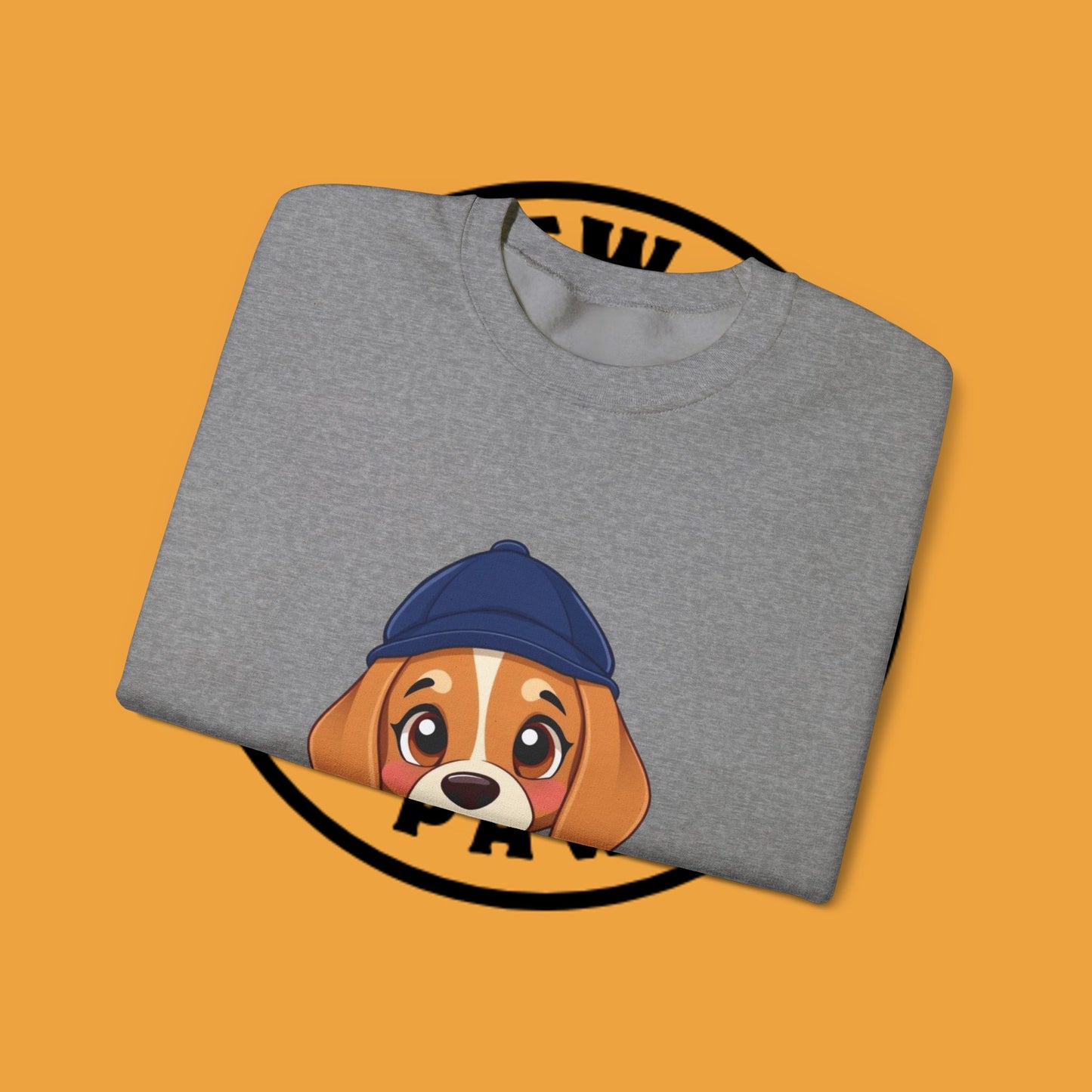 Beagle Puppy Crewneck Sweatshirt with Hat - Adorable Kawaii Dog Design