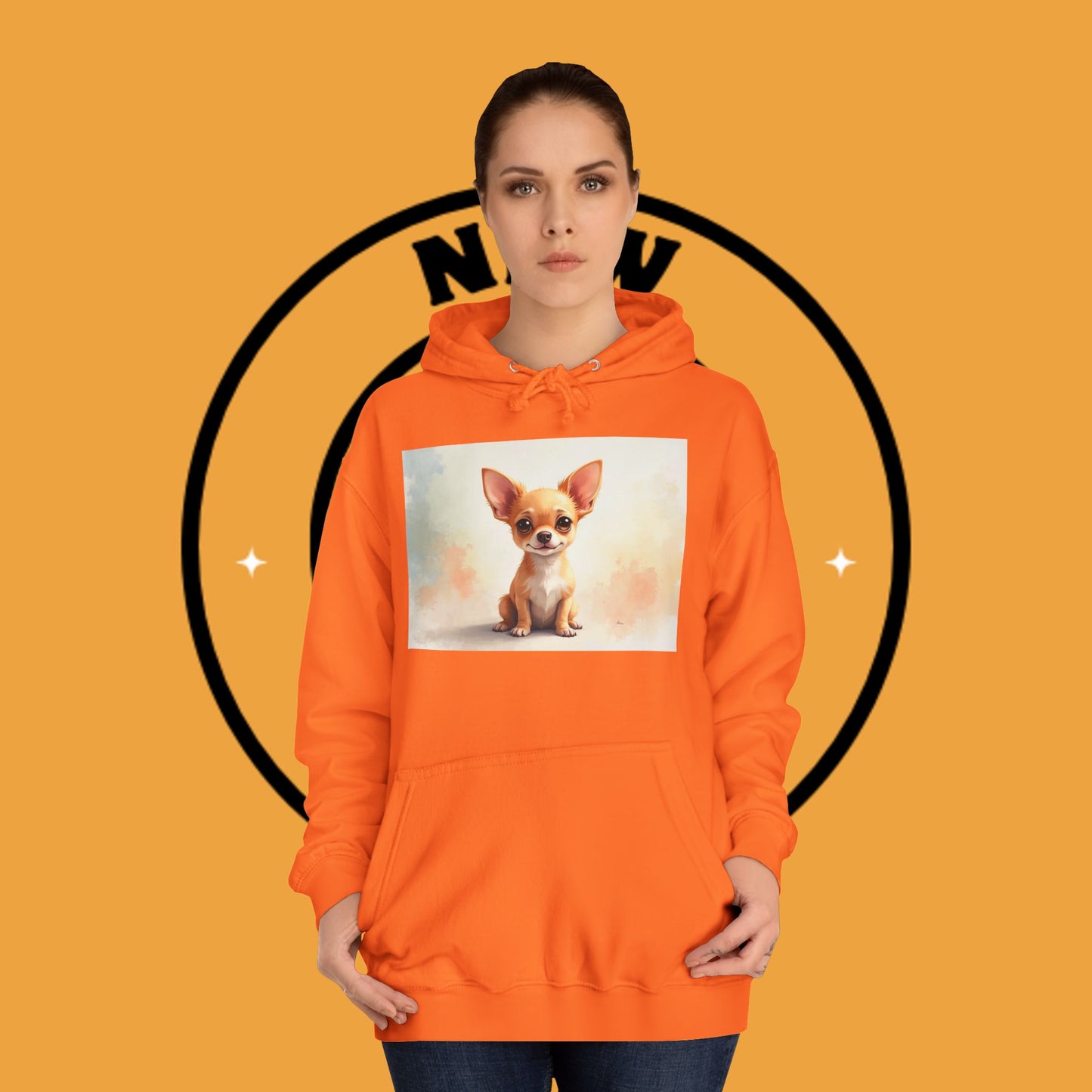 Watercolor Chihuahua Puppy Hoodie - Artistic Dog Portrait Sweatshirt