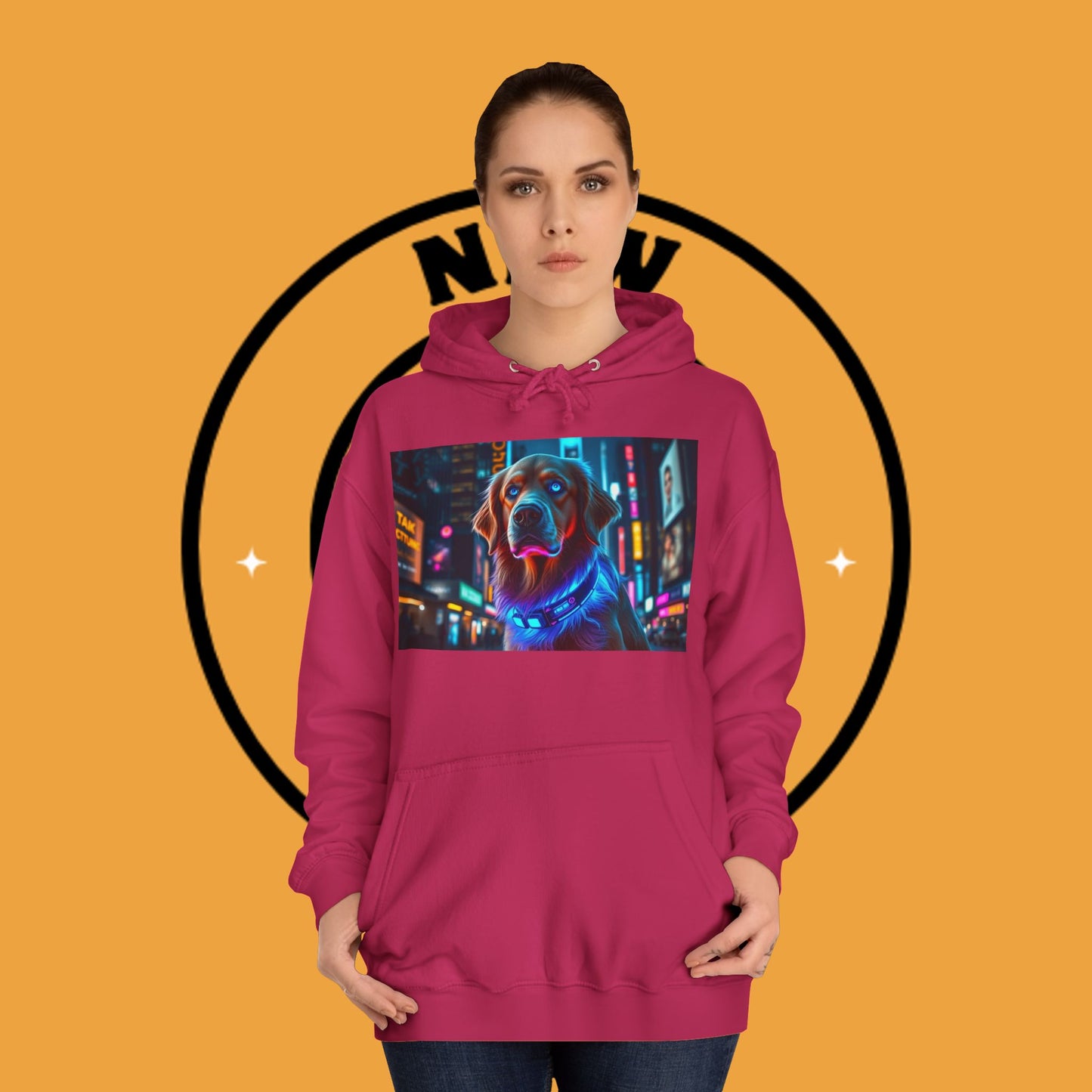 Neon City Lights – Futuristic Urban Dog Hoodie - Unisex Hoodies