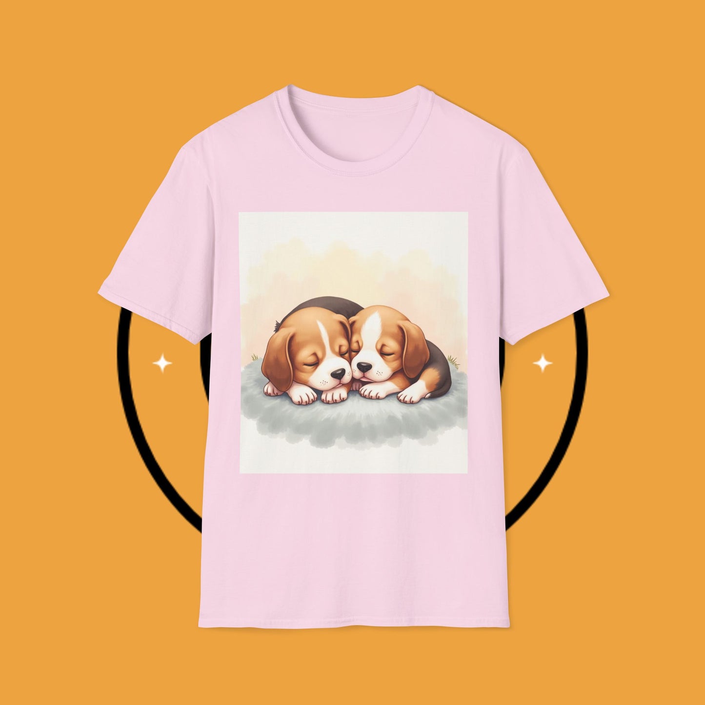 Beagle Twin Puppies Cuddling T-Shirt - Adorable Sleeping Puppies Design | Perfect Gift for Dog Lovers & Siblings