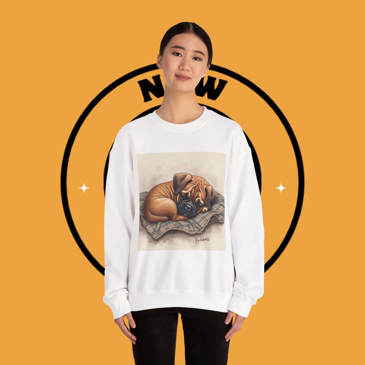 Sleeping Boxer Puppy Crewneck Sweatshirt - Cozy Dog Art Design - Comfort Wear for Pet Lovers