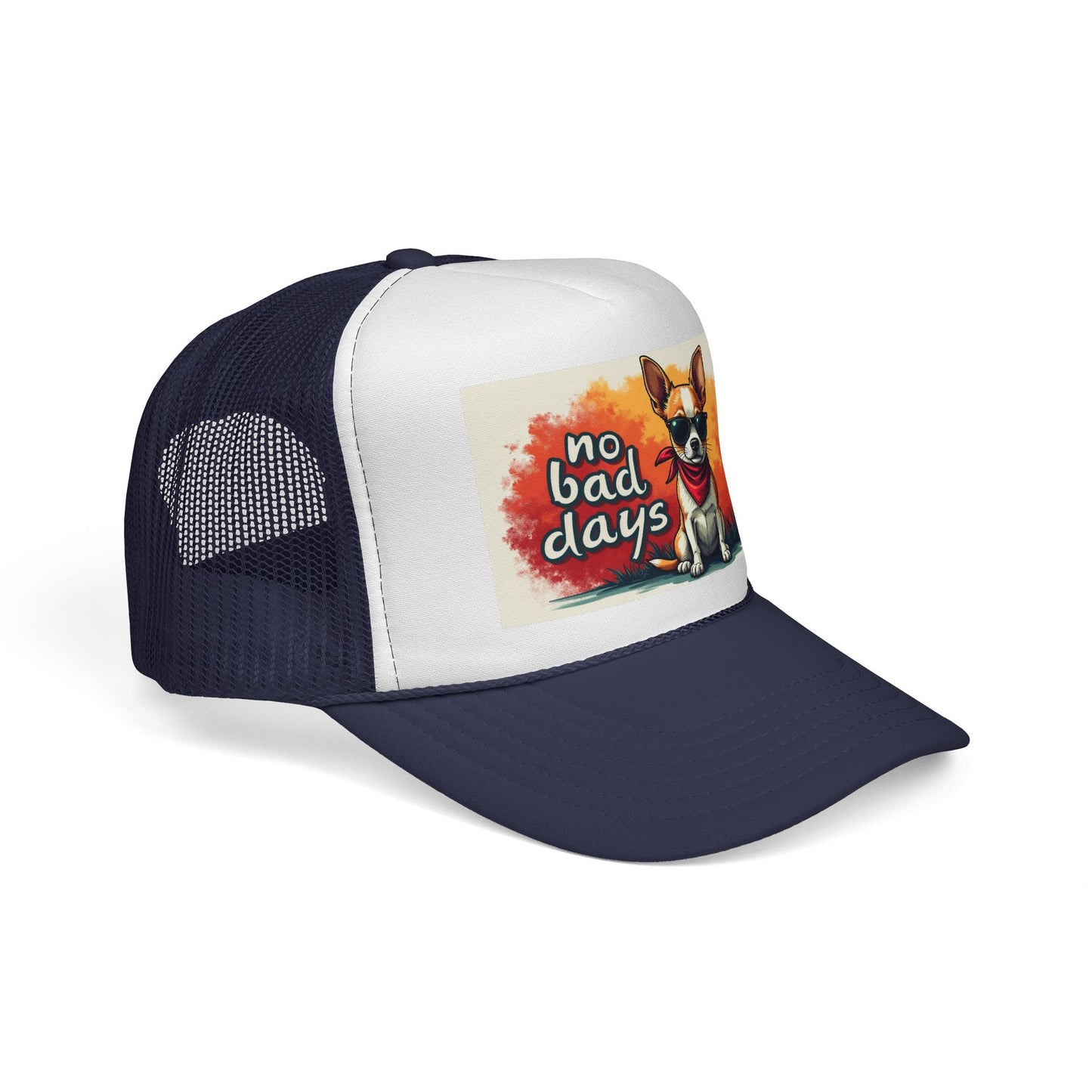 No Bad Days Chihuahua Trucker Hat - Cool Dog Sunglasses Cap | Positive Vibes Mesh Baseball Hat for Dog Lovers