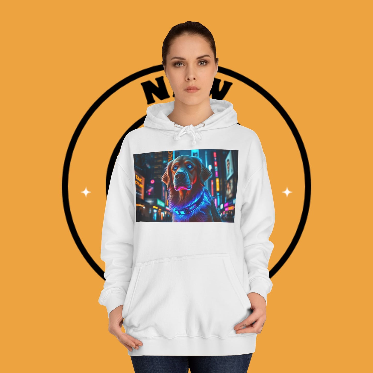 Neon City Lights – Futuristic Urban Dog Hoodie - Unisex Hoodies