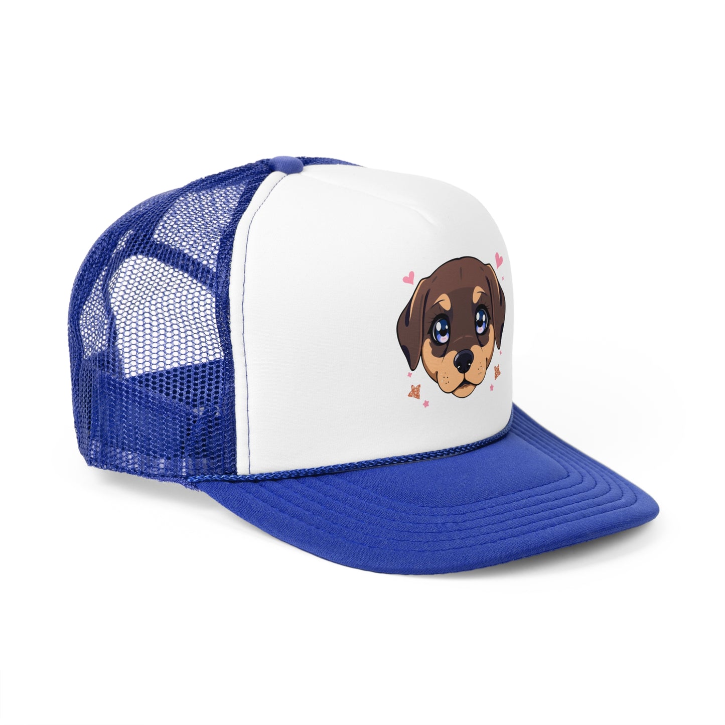 Kawaii Puppy Trucker Cap - Cute Anime Design with Hearts - Adorable Unisex Cap
