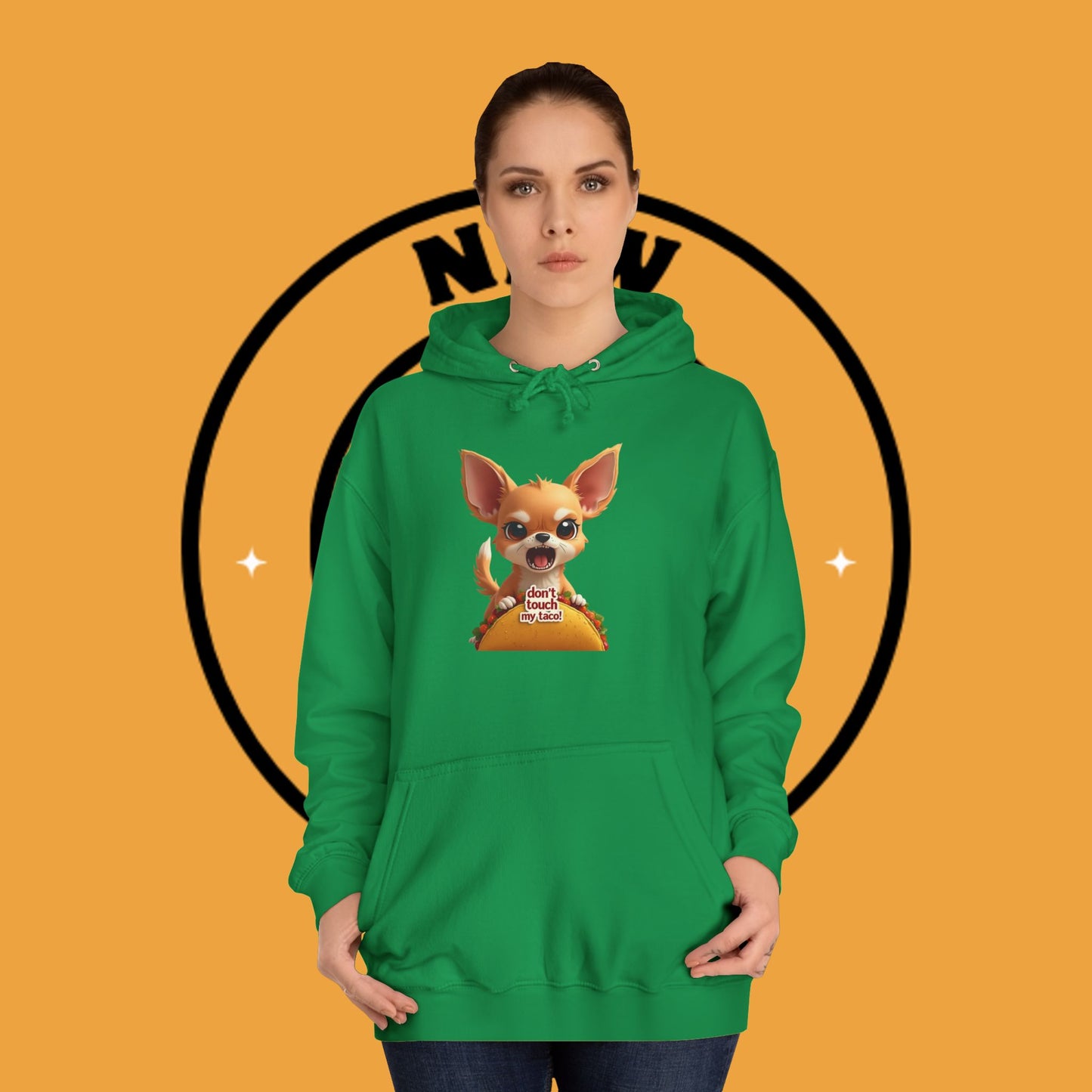 "Don't Touch My Taco Chihuahua Hoodie | Angry Dog Food Protection | Funny Mexican Pet Meme | Fierce Chihuahua Gift"